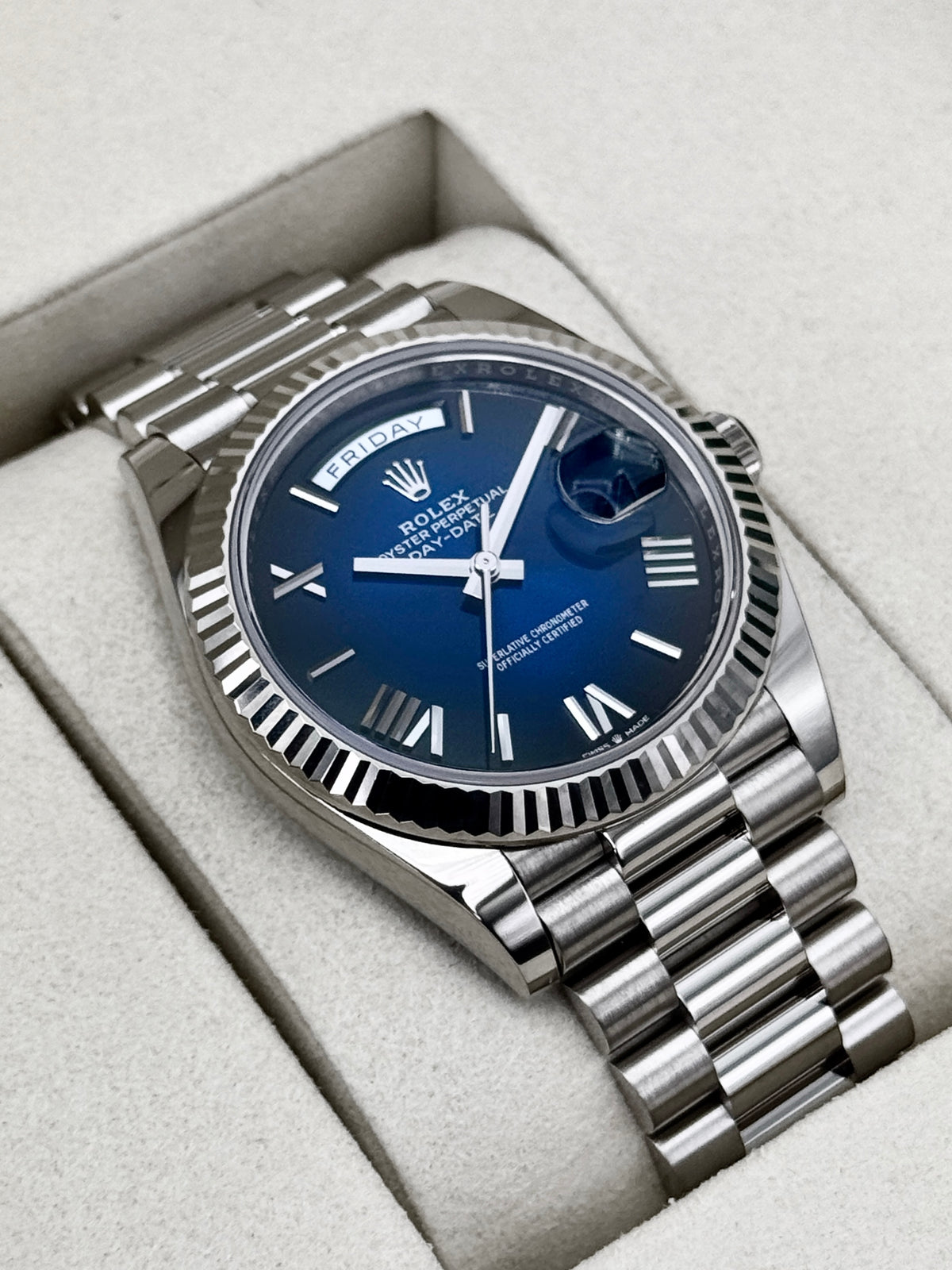 NEW 2026 Rolex Day-Date 40mm 228239 Presidential Blue Ombre Dial