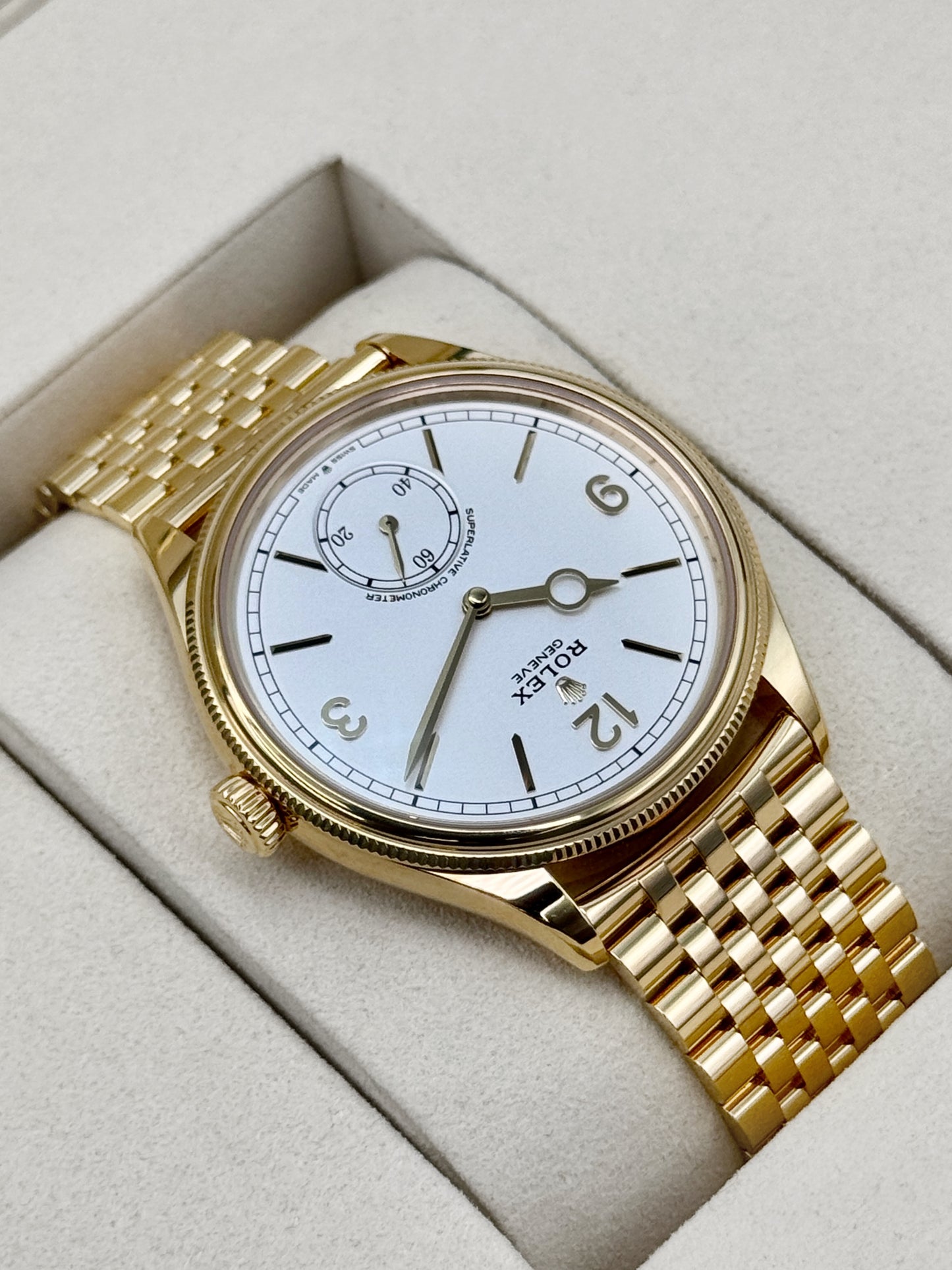 NEW 2026 Rolex 1908 39mm 52508 Yellow Gold Settimo Bracelet White Dial