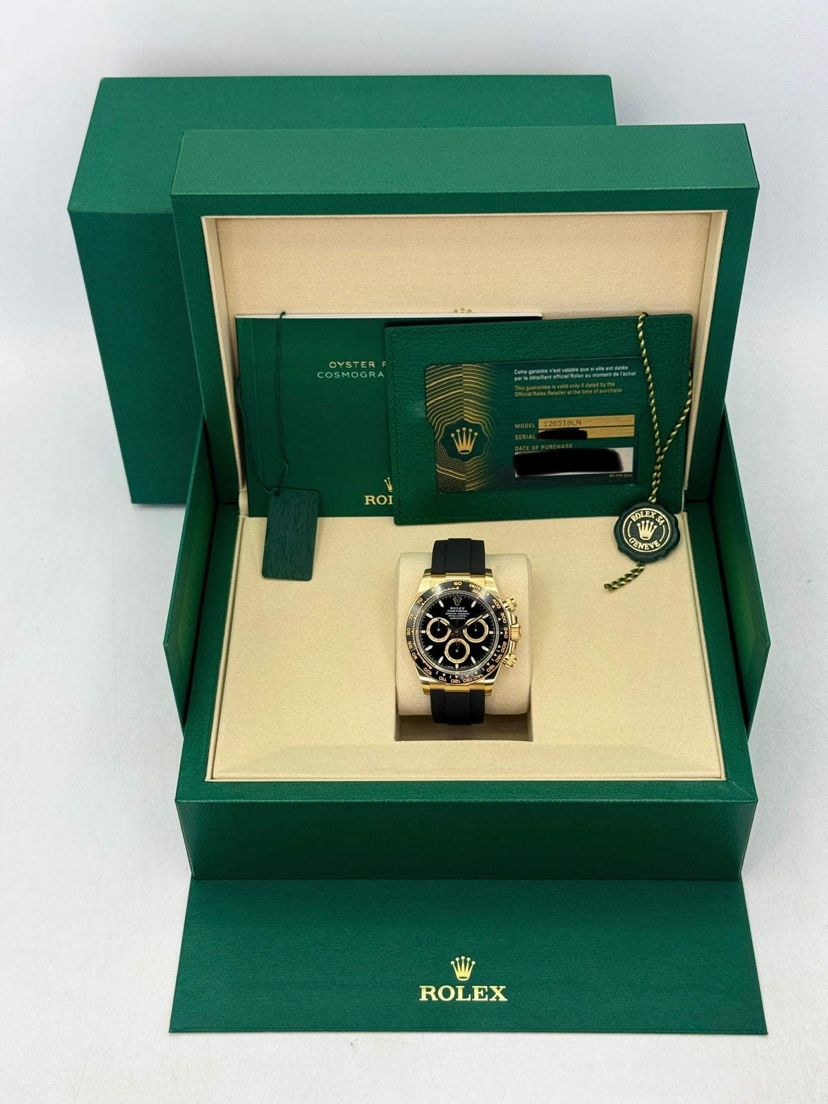 NEW 2026 Rolex Daytona 40mm 126518LN Yellow Gold Oysterflex Black Dial (NEW STYLE CARD)