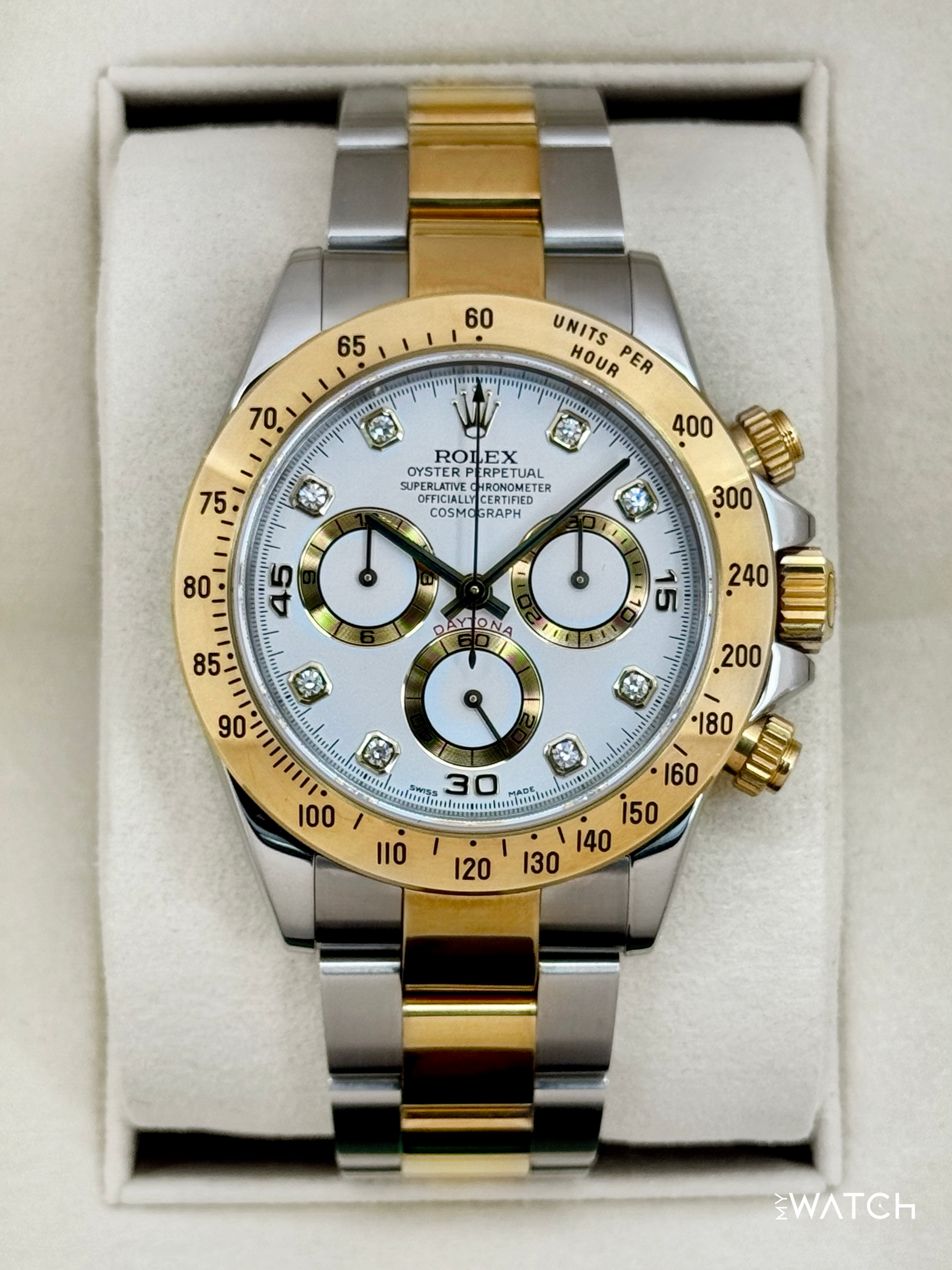 2005 Rolex Daytona 40mm 116523 Two-Tone White Diamond Dial (Collectors Set) - MyWatchLLC