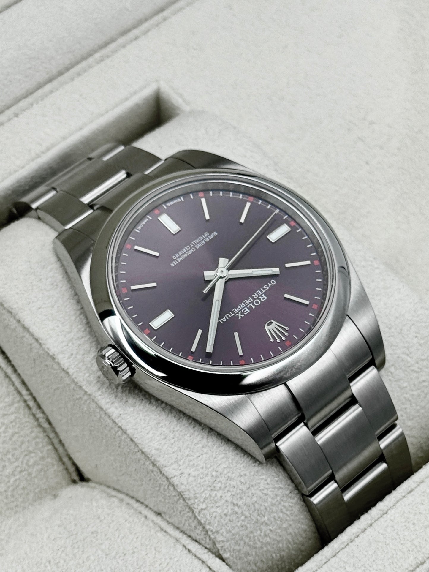 2018 Rolex Oyster Perpetual 39mm 114300 Stainless Steel Purple Dial (CPO)