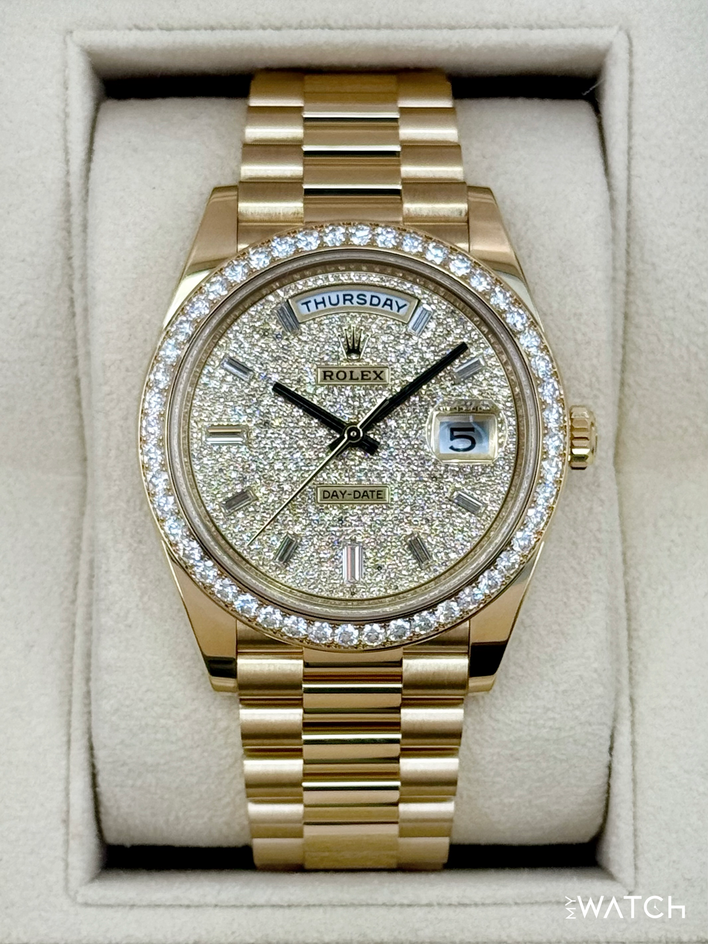 2024 Rolex Day-Date 40mm 228348RBR Diamond Paved Dial - MyWatchLLC