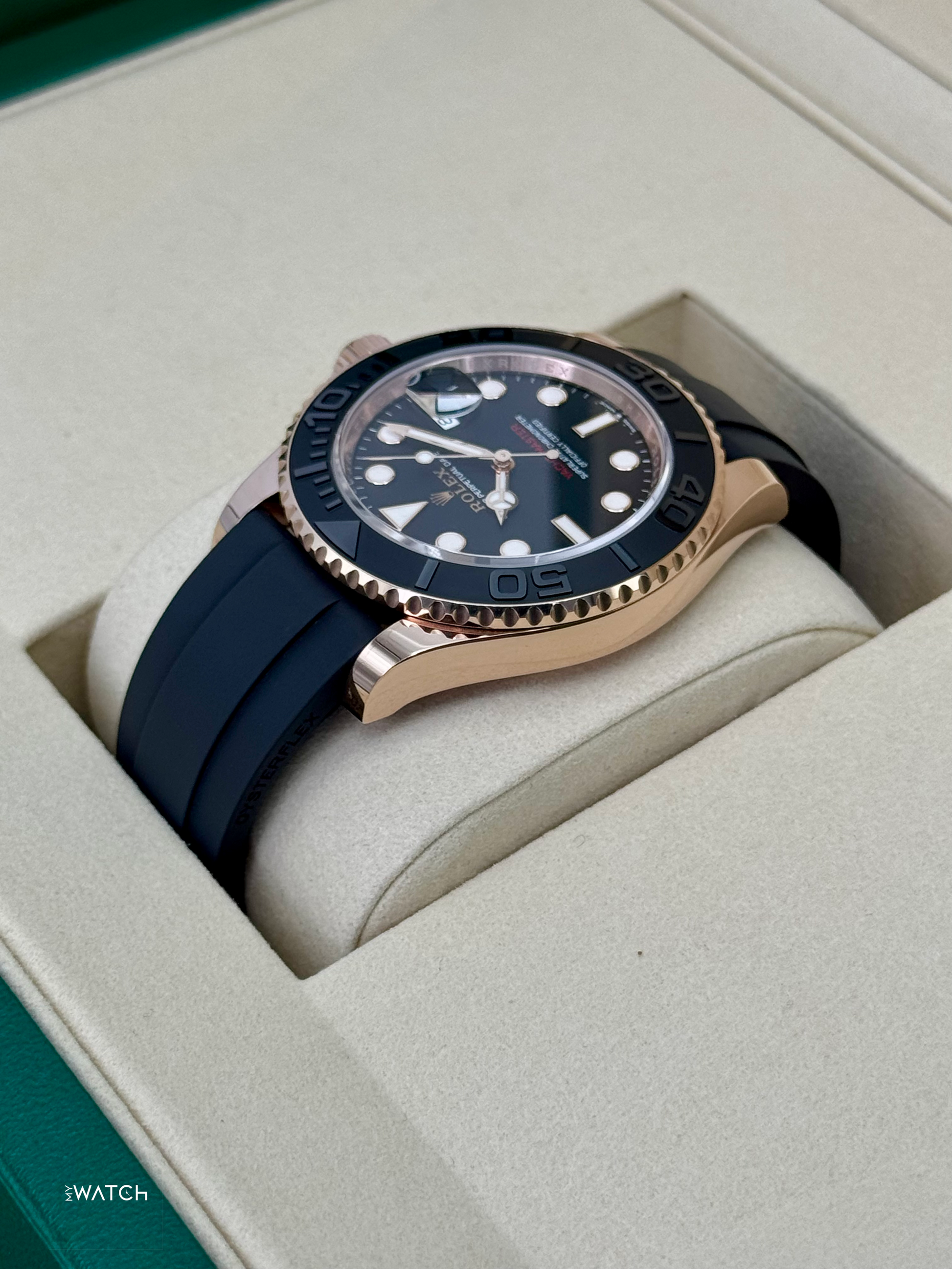 NEW 2025 Rolex Yacht-Master 40mm 126655 Rose Gold Oysterflex Black Dial - MyWatchLLC