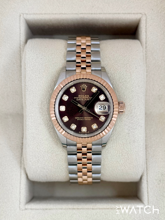 2023 Rolex Ladies Datejust 28mm 279171 Two-Tone Chocolate Diamond Dial