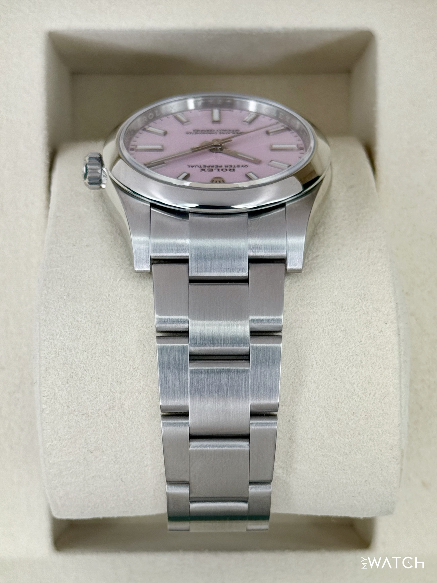 NEW 2025 Rolex Oyster Perpetual 34mm 124200 Stainless Steel Candy Pink Dial - MyWatchLLC