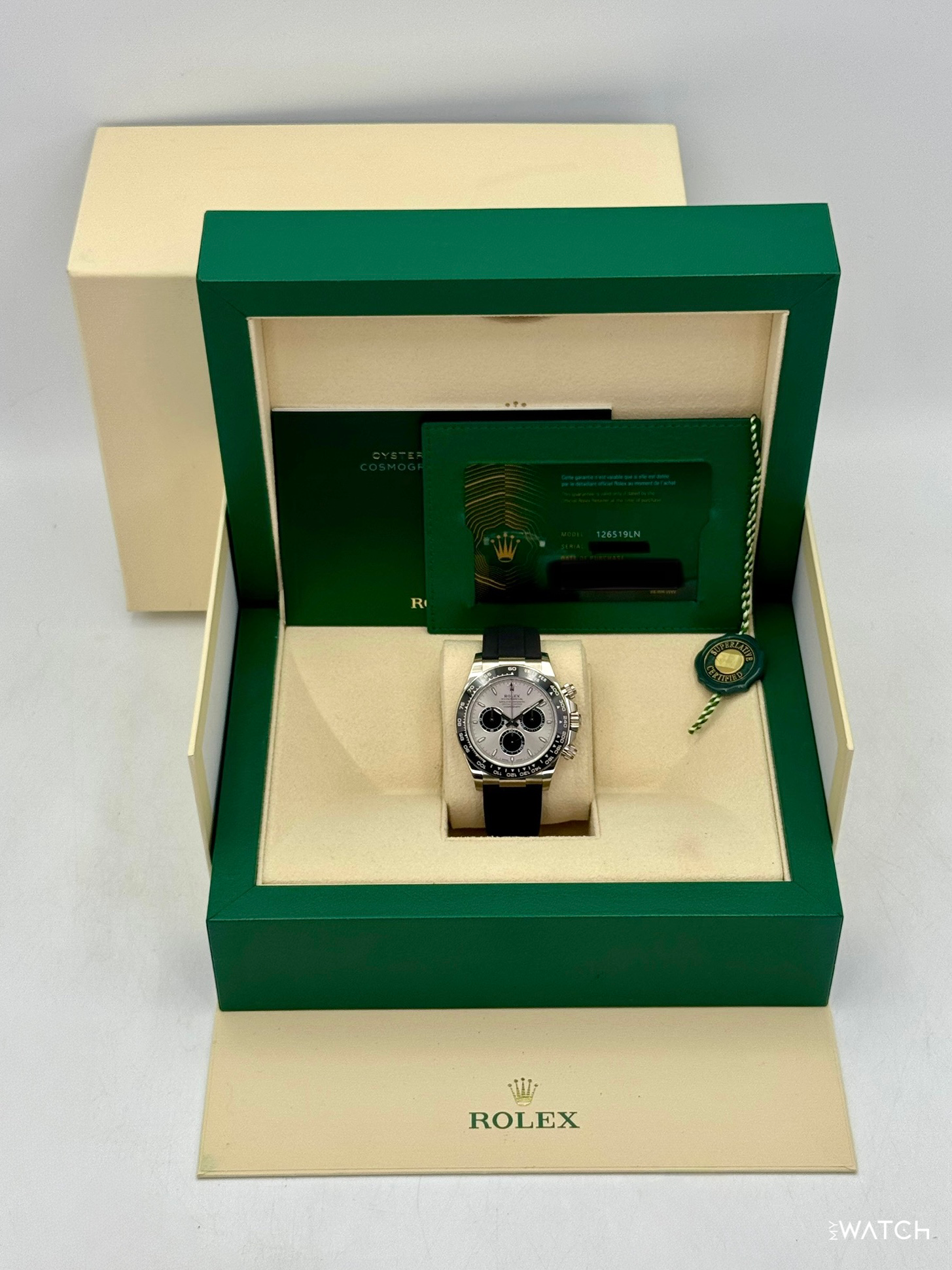 2024 Rolex Daytona 40mm 126519LN White Gold Oysterflex Silver Ghost Dial - MyWatchLLC