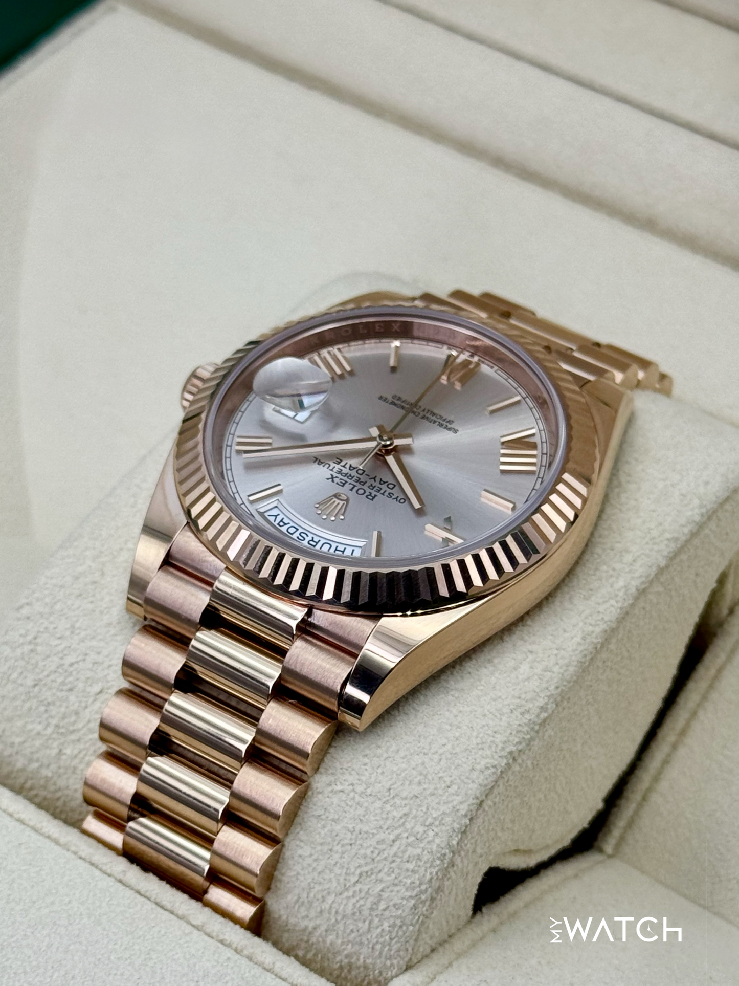 2023 Rolex Day-Date 40mm 228235 Presidential Rose Gold Sundust Dial