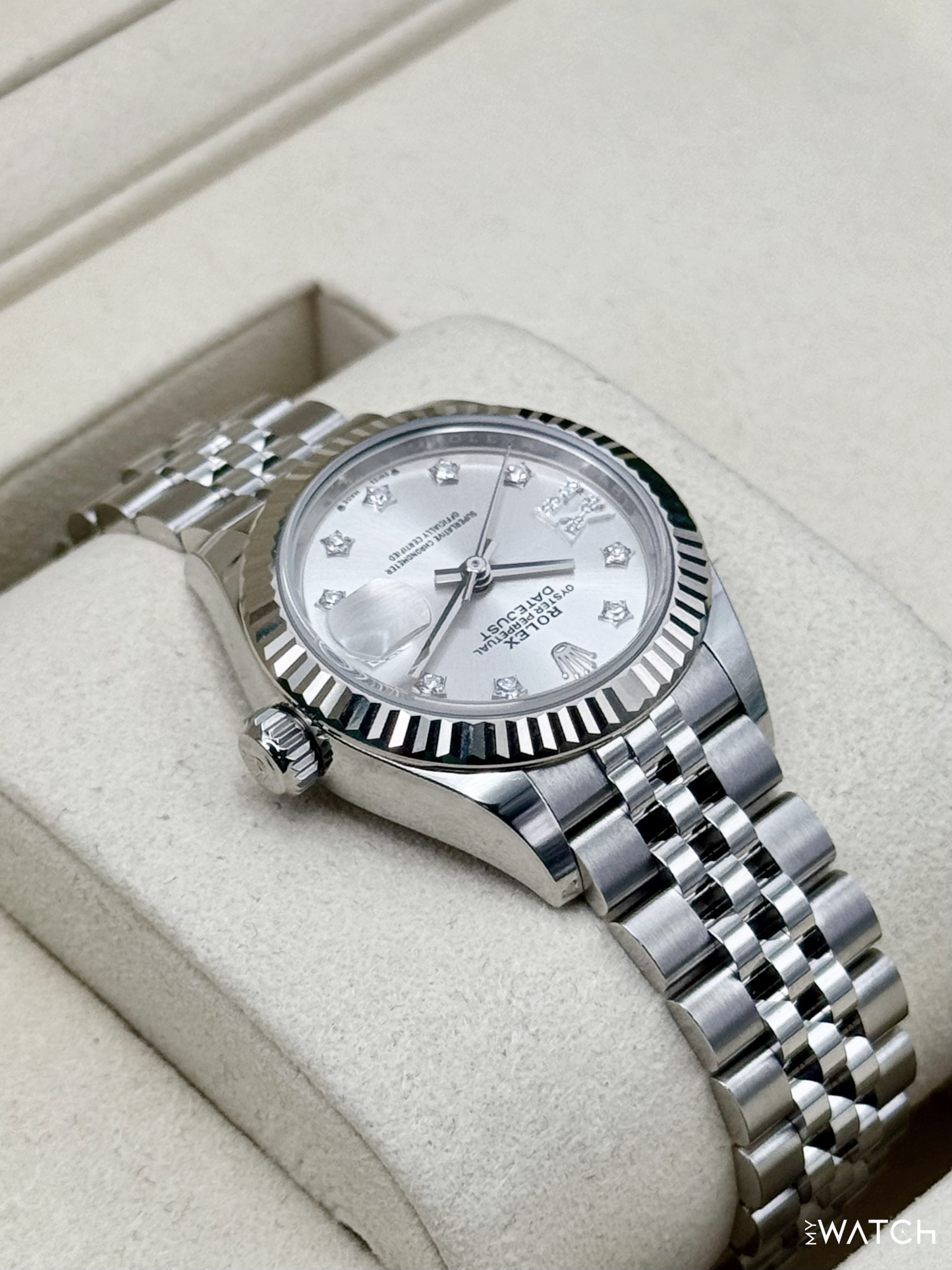 NEW 2025 Rolex Lady Datejust 28mm 279174 Stainless Steel Jubilee Silver Star Diamond Dial - MyWatchLLC