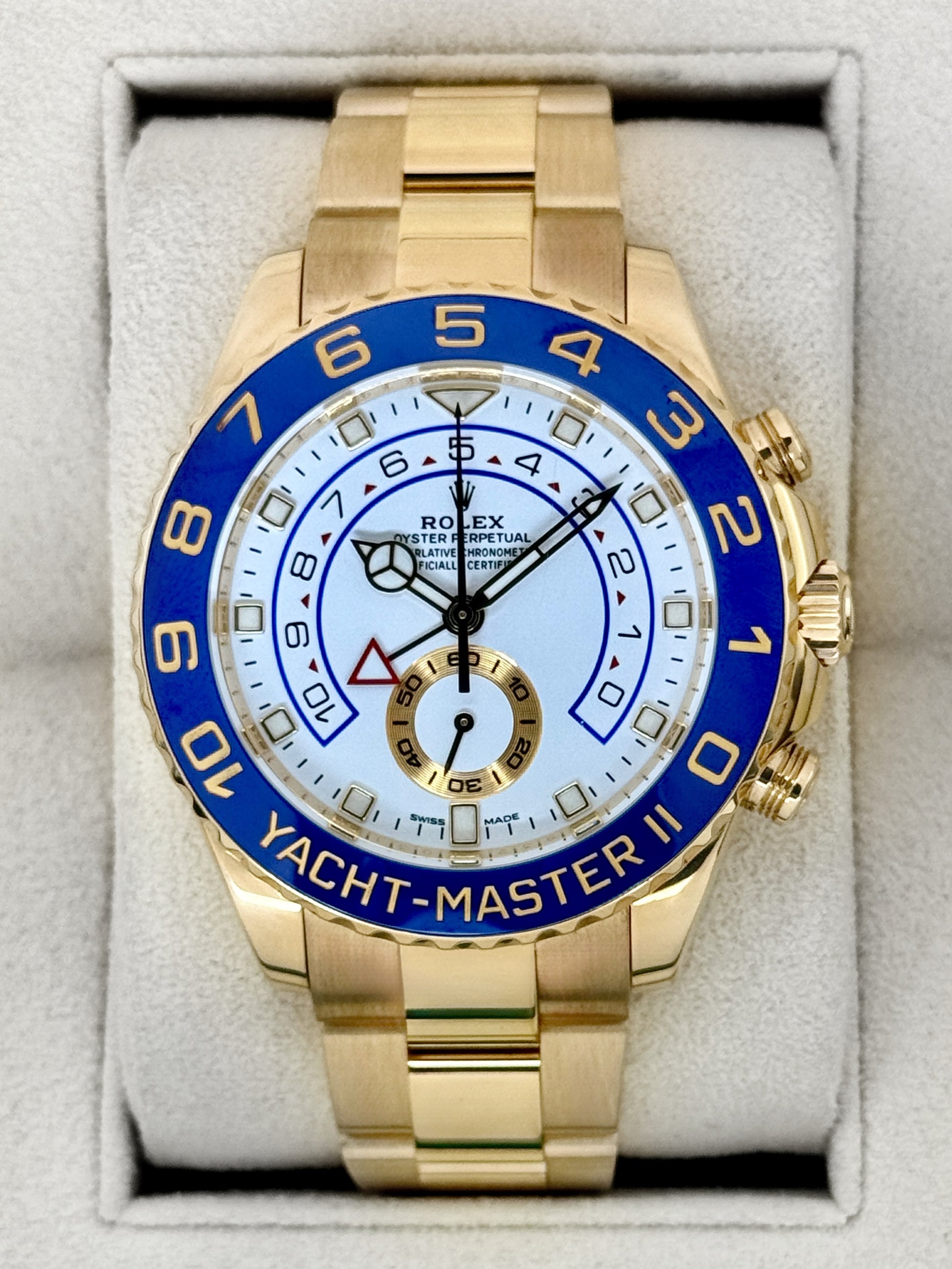 2023 Rolex Yacht-Master II 44mm 116688 18K Yellow Gold White Dial - MyWatchLLC