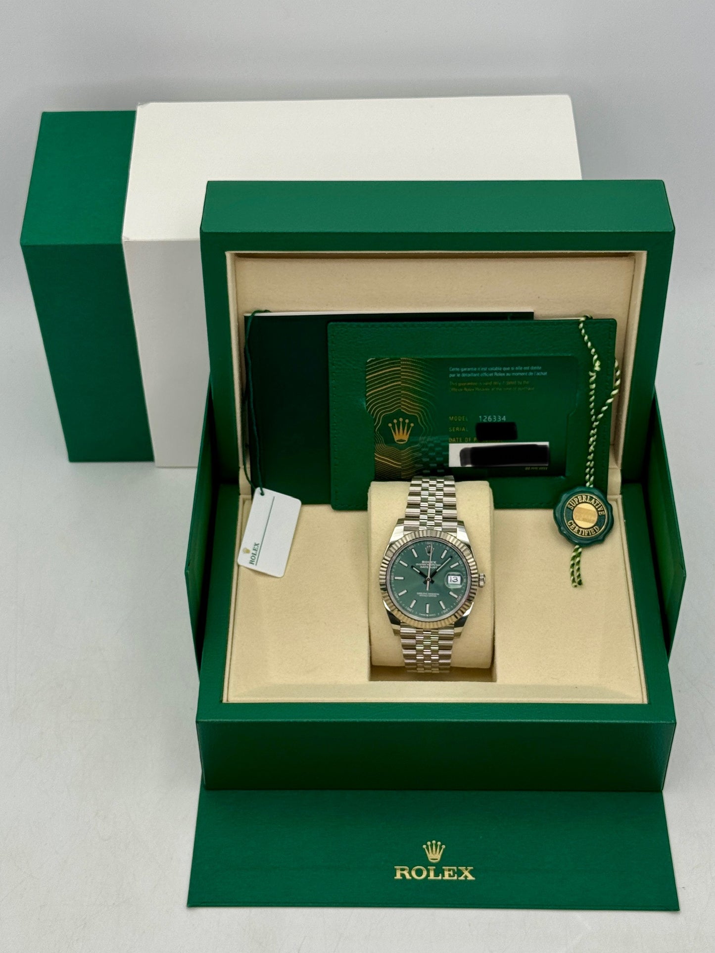 2025 Rolex Datejust 41mm 126334 Stainless Steel Jubilee Green Dial