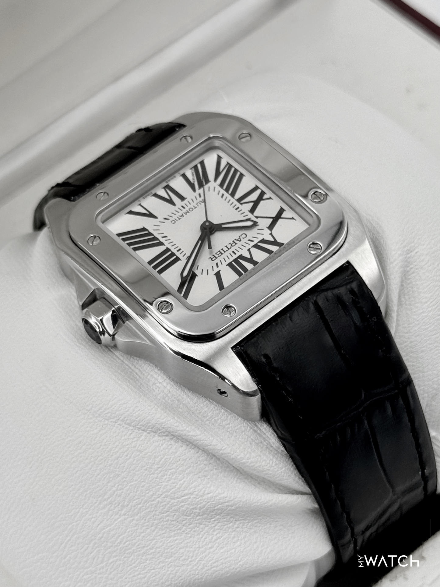 Cartier Santos 100 33mm 2878 Stainless Steel White Dial - MyWatchLLC