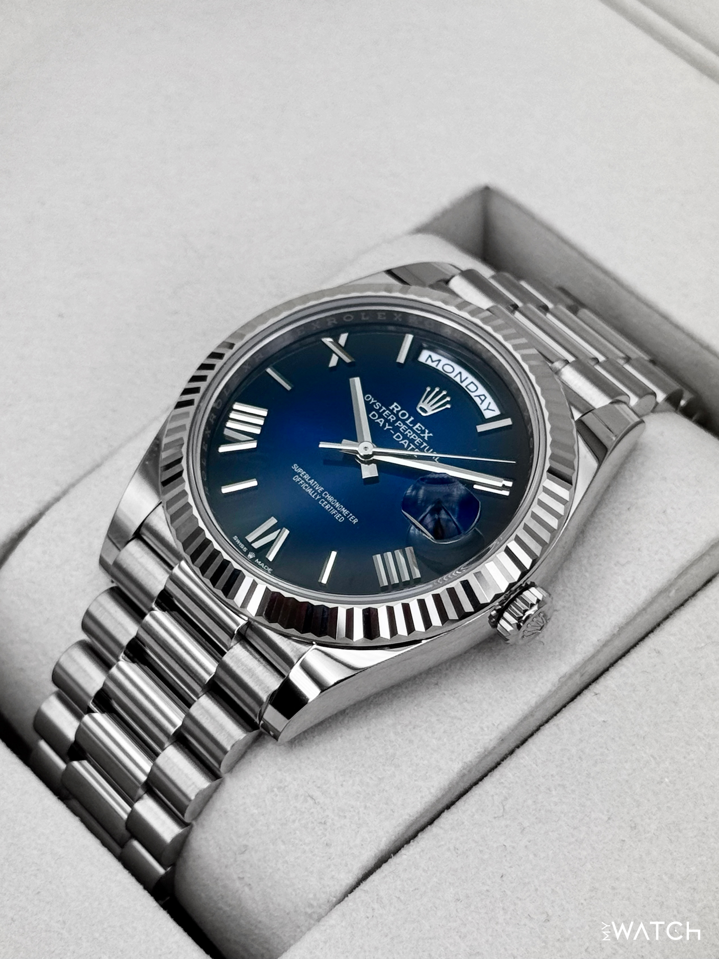 NEW 2025 Rolex Day-Date 40mm 228239 Presidential Blue Ombre Dial - MyWatchLLC