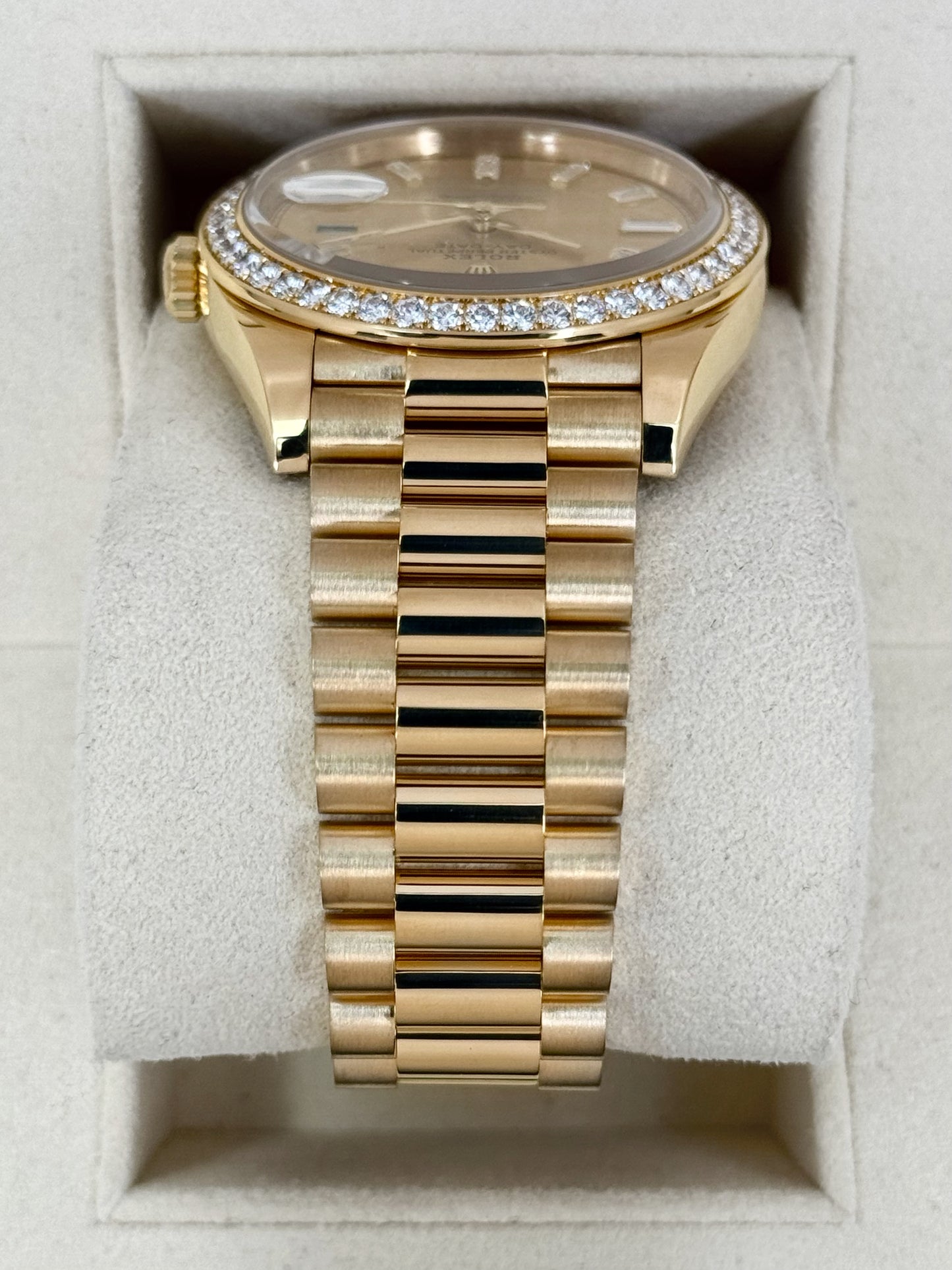 2021 Rolex Day-Date 40mm 228348RBR Presidential Champagne Diamond Dial - MyWatchLLC