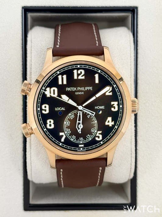 2021 Patek Philippe Calatrava Pilot Time Travel 42mm 5524R Rose Gold Brown Dial