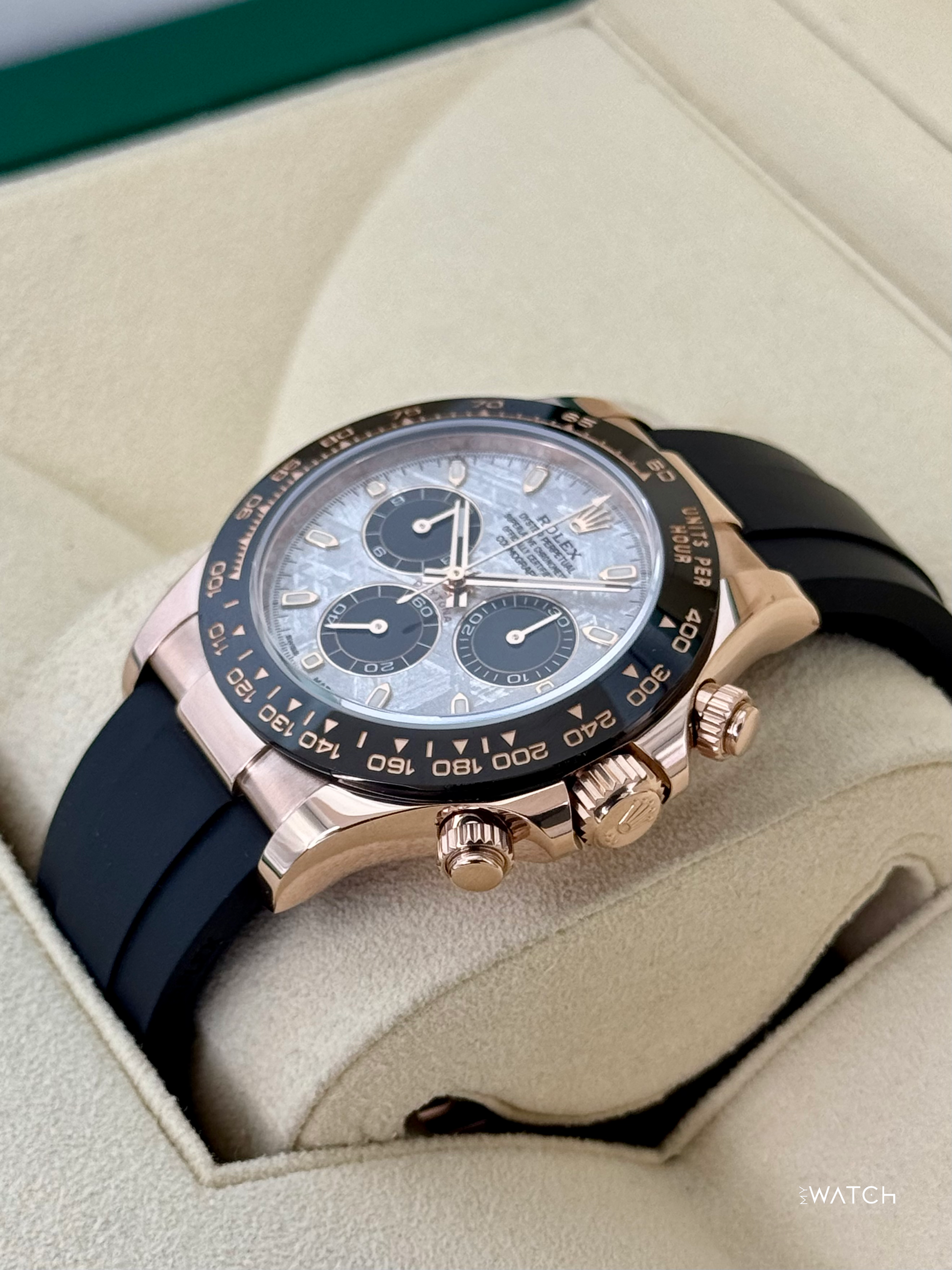 2022 Rolex Daytona 40mm 116515LN Rose Gold Oysterflex Meteorite Dial - MyWatchLLC