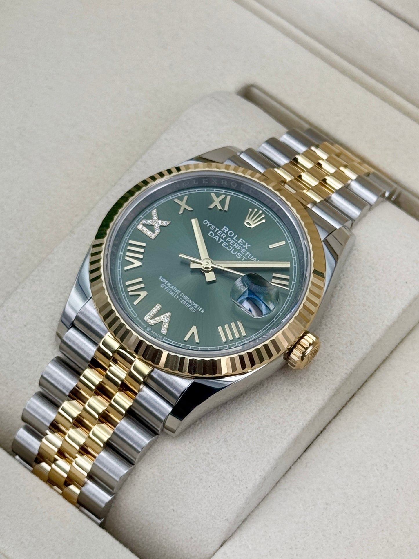 NEW 2026 Rolex Datejust 36mm 126233 Two-Tone Jubilee Green Diamond Dial