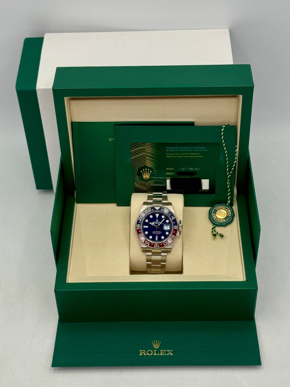 2025 Rolex GMT-Master II Pepsi 40mm 126719BLRO White Gold Oyster