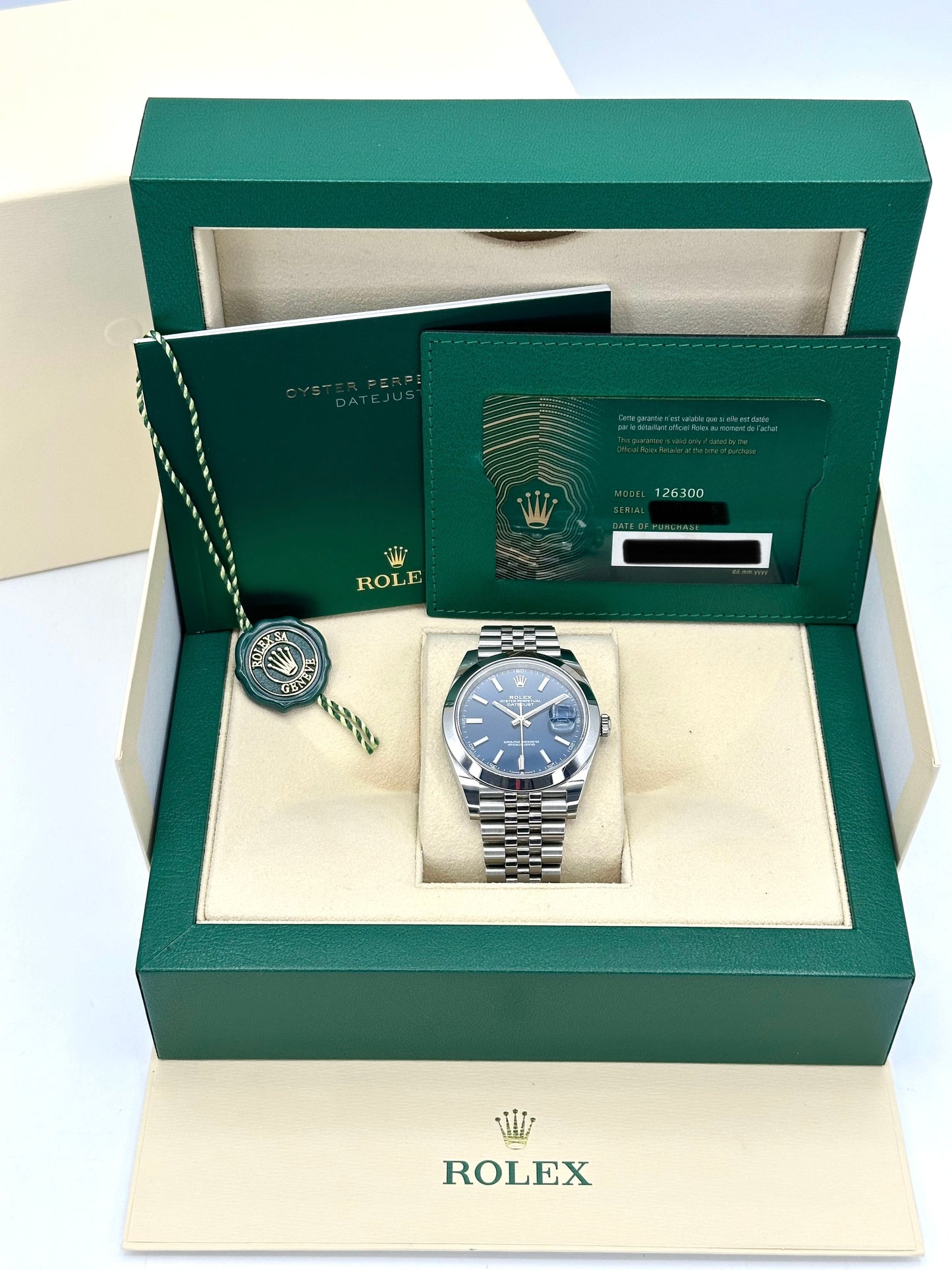 2023 Rolex Datejust 41mm 126300 Stainless Steel Jubilee Blue Dial