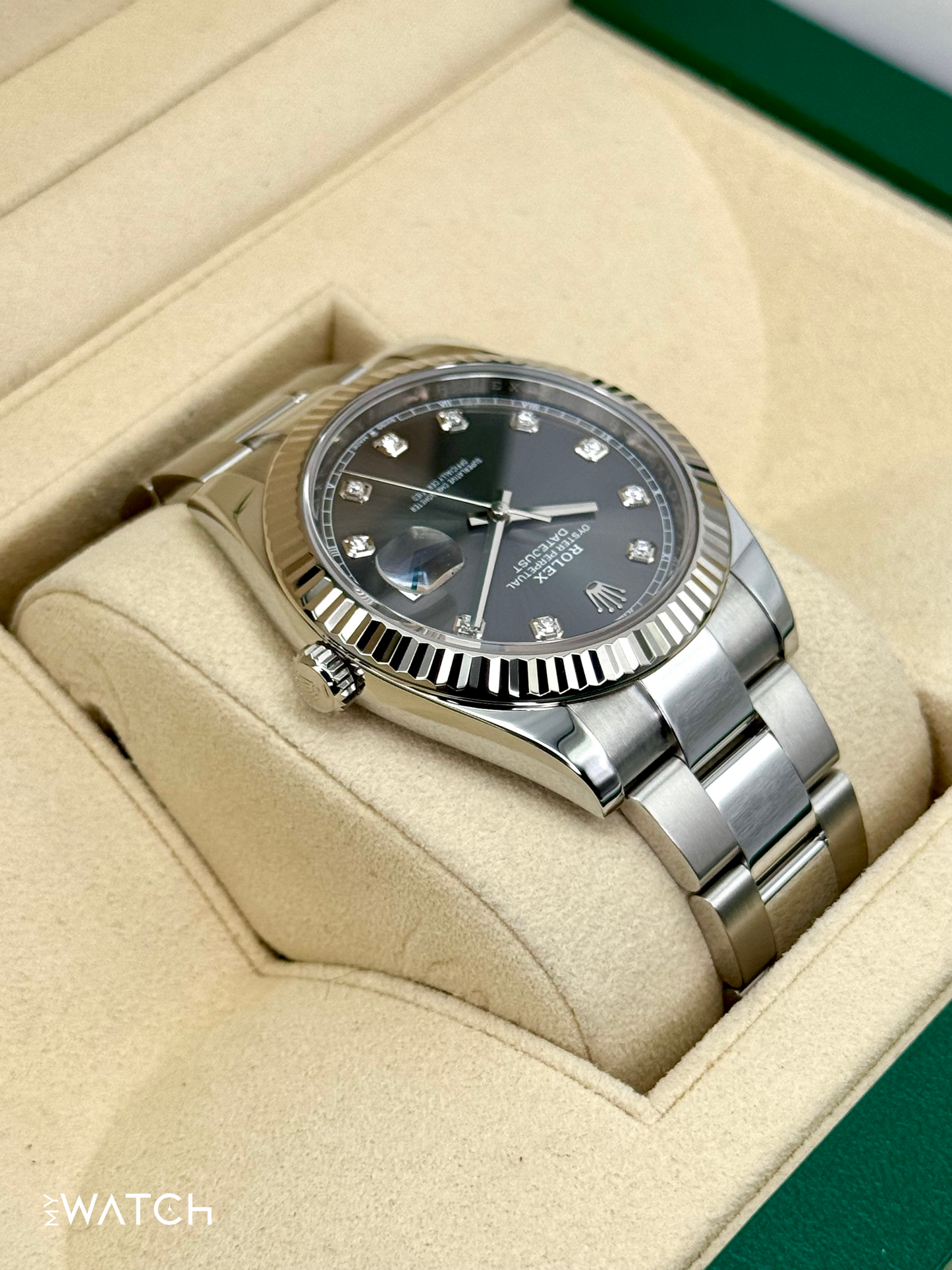 2022 Rolex Datejust 41mm 126334 Stainless Steel Oyster Rhodium Diamond Dial
