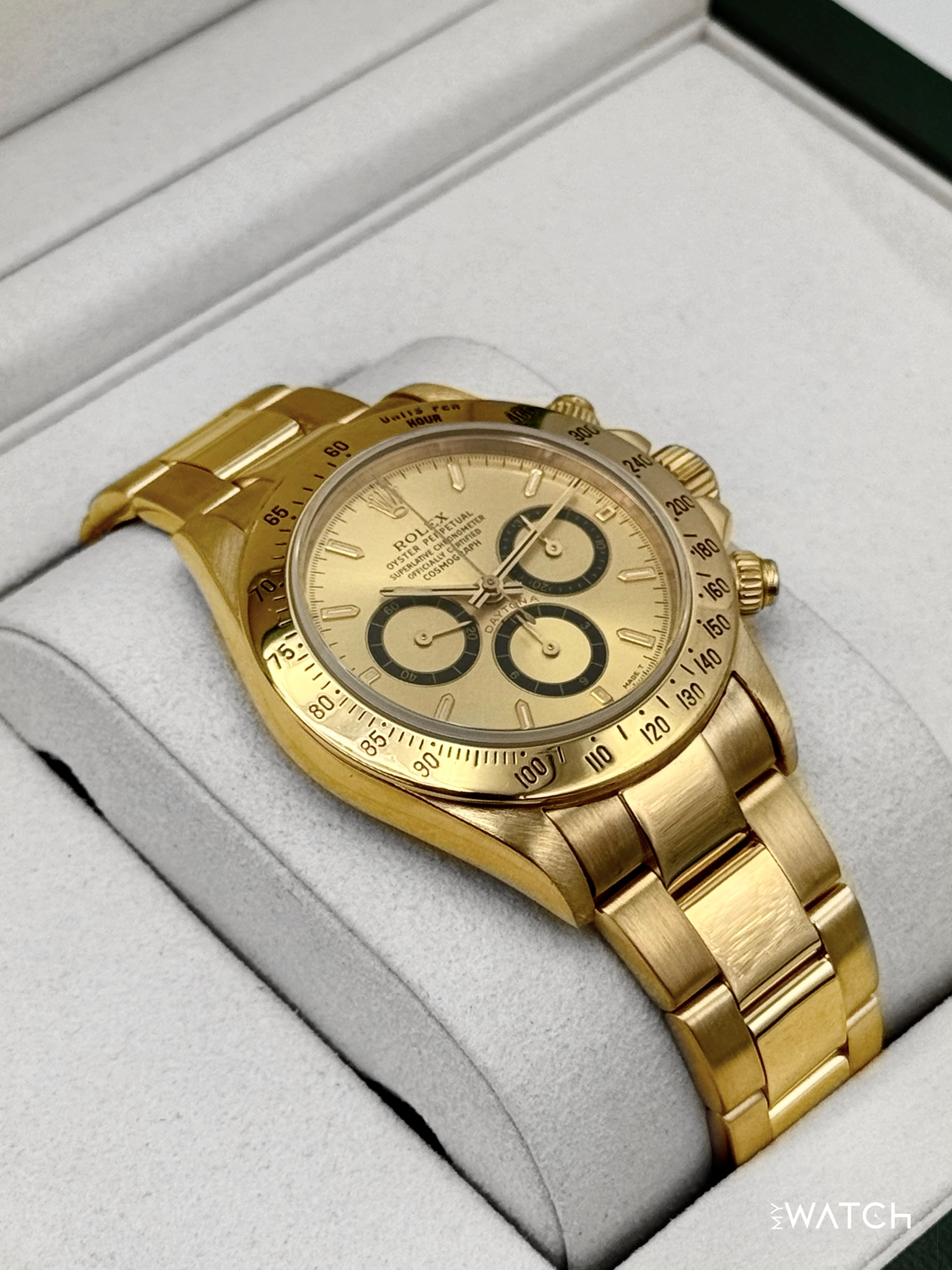 1997 Rolex Daytona 40mm 16528 Yellow Gold Champagne Dial - MyWatchLLC