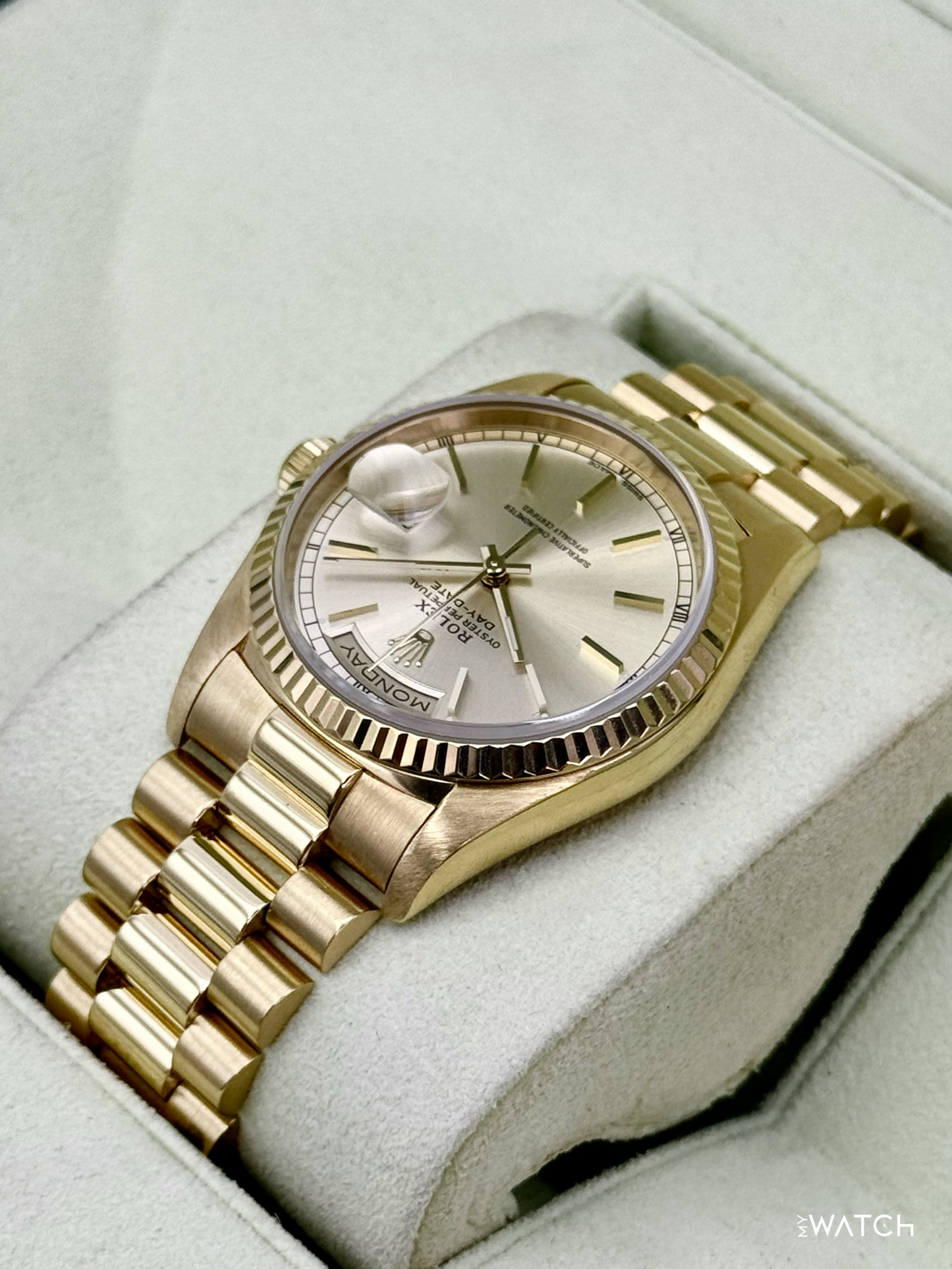 1991 Rolex Day-Date 36mm 18238 Presidential Yellow Gold Silver Dial (RSC)