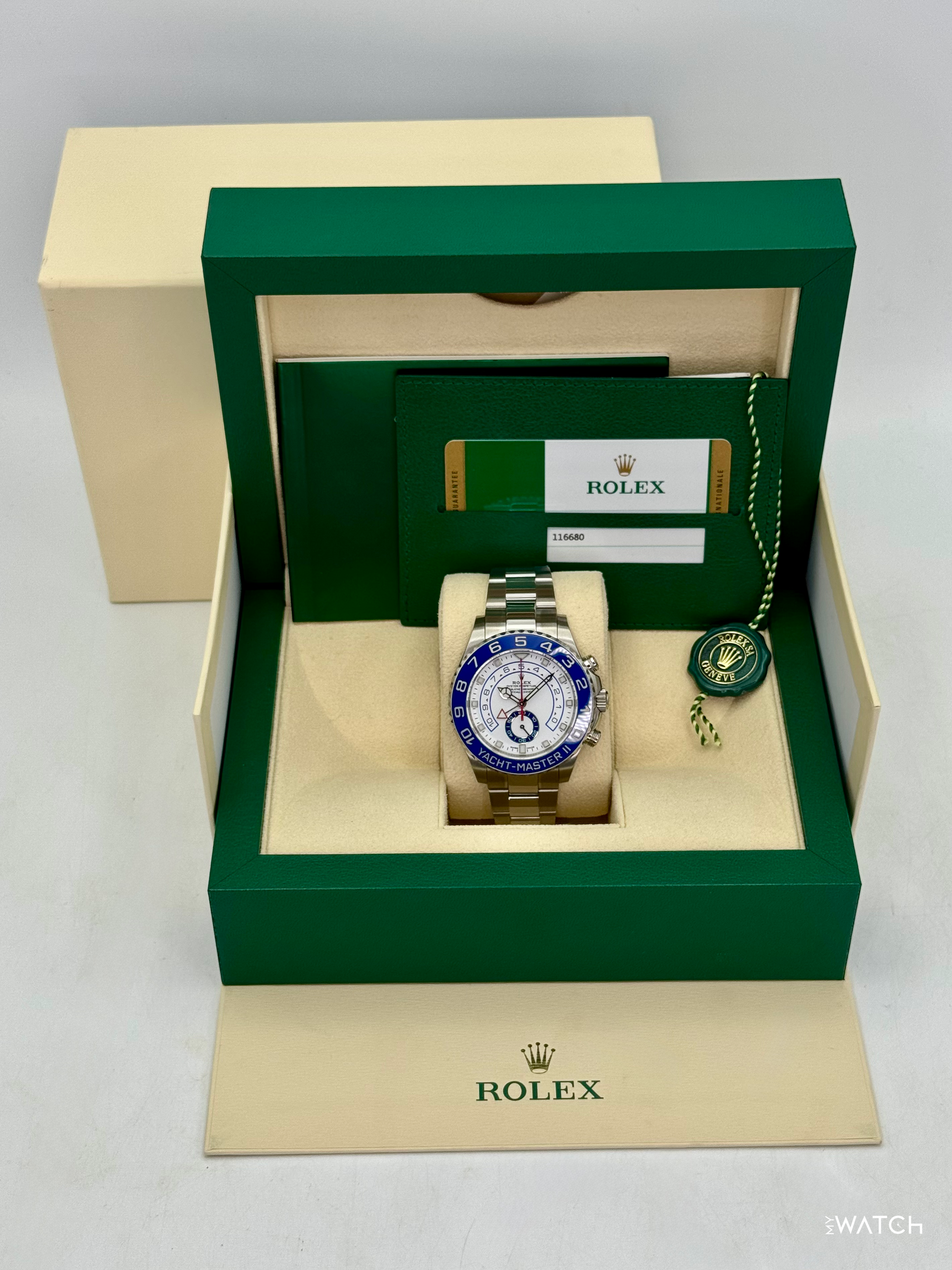 2019 Rolex Yacht-Master II 44mm 116680 Stainless Steel White Dial - MyWatchLLC