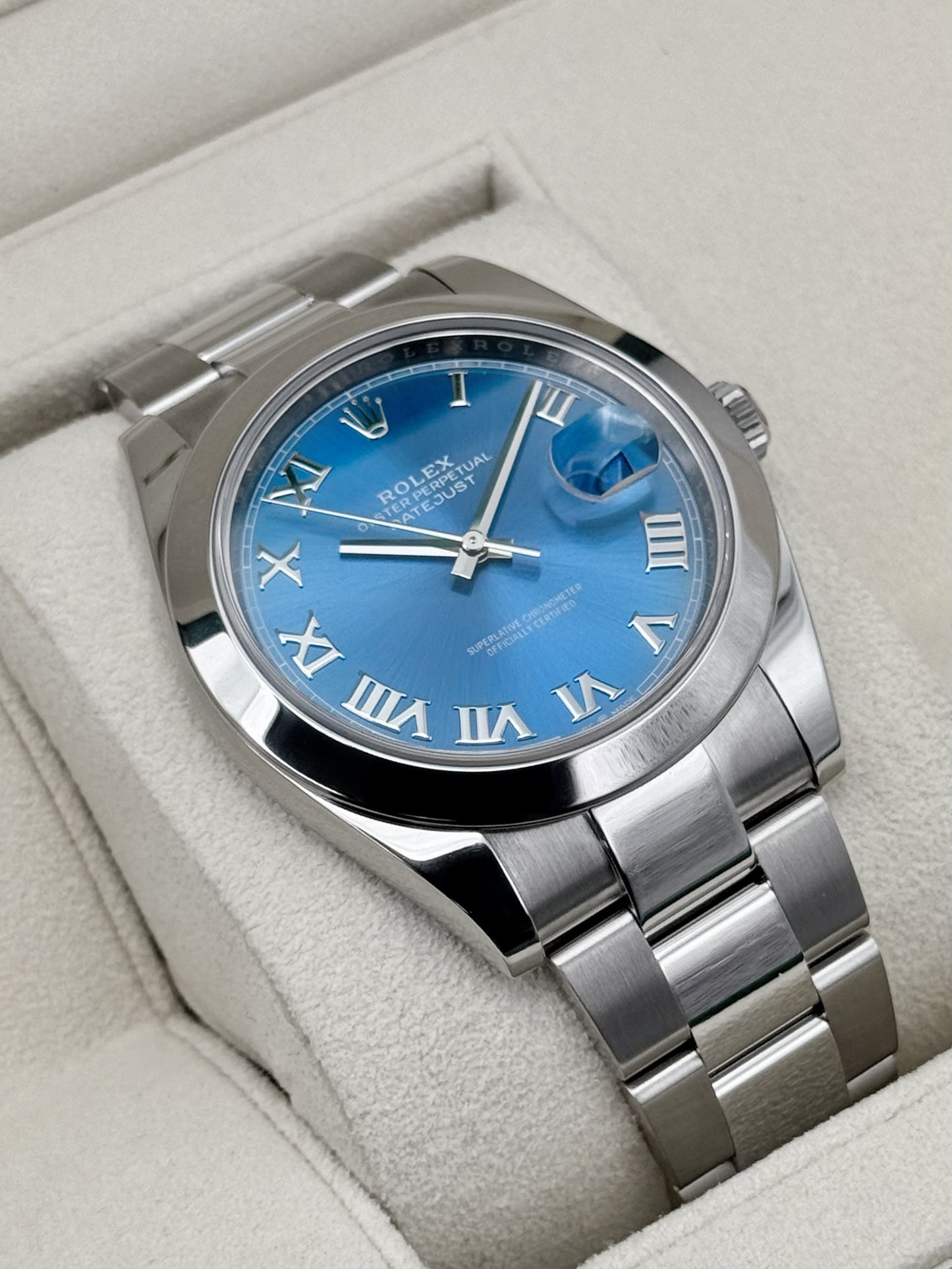 2023 Rolex Datejust 41mm 126300 Stainless Steel Oyster Blue Roman Numeral Dial