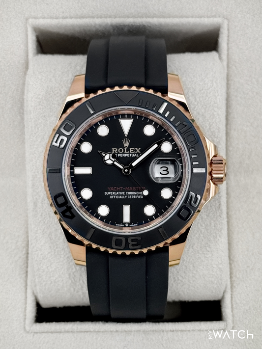 NEW 2024 Rolex Yacht-Master 40mm 126655 Rose Gold Oysterflex Black Dial - MyWatchLLC