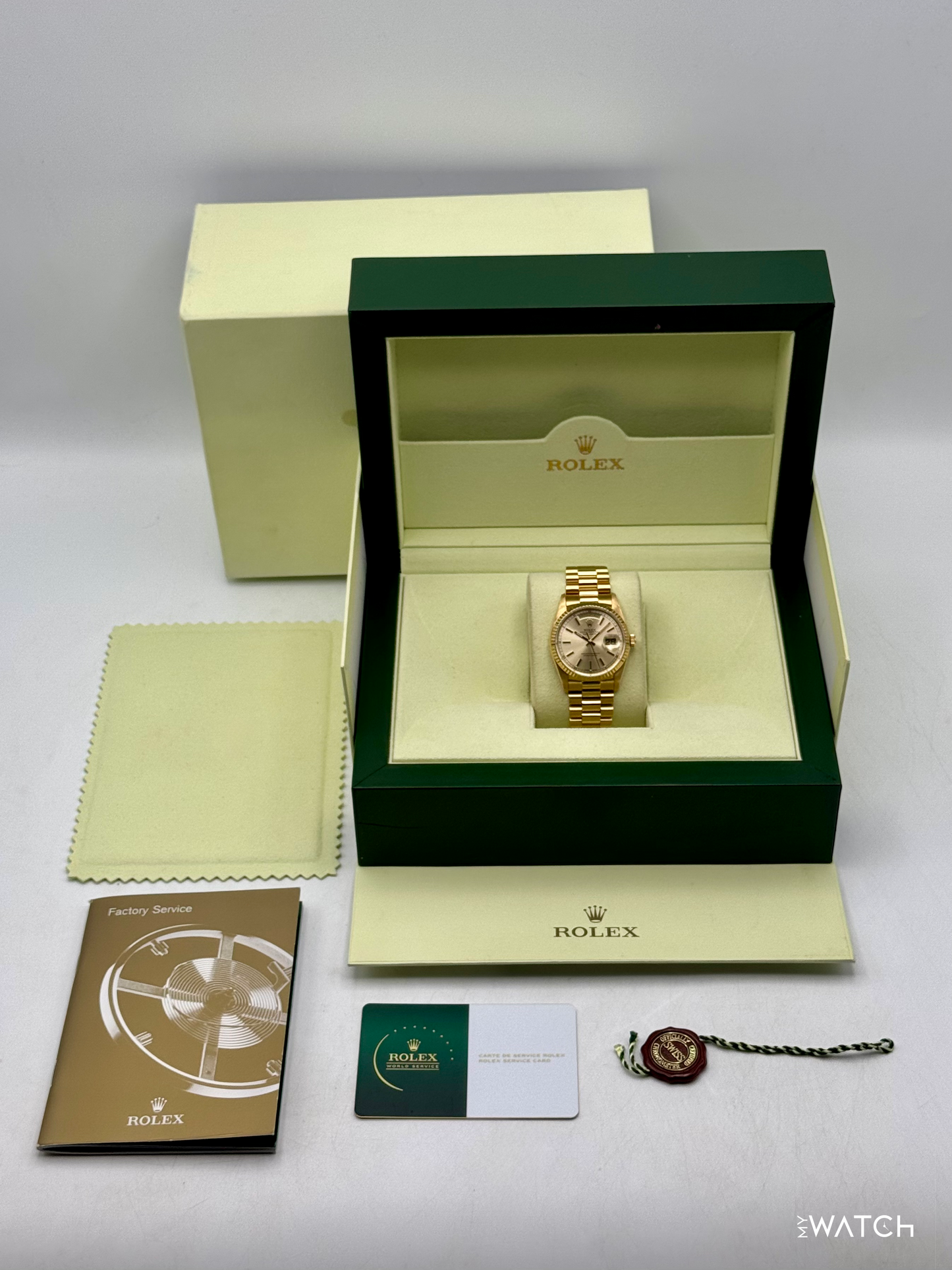 1991 Rolex Day-Date 36mm 18238 Presidential Yellow Gold Silver Dial (RSC)