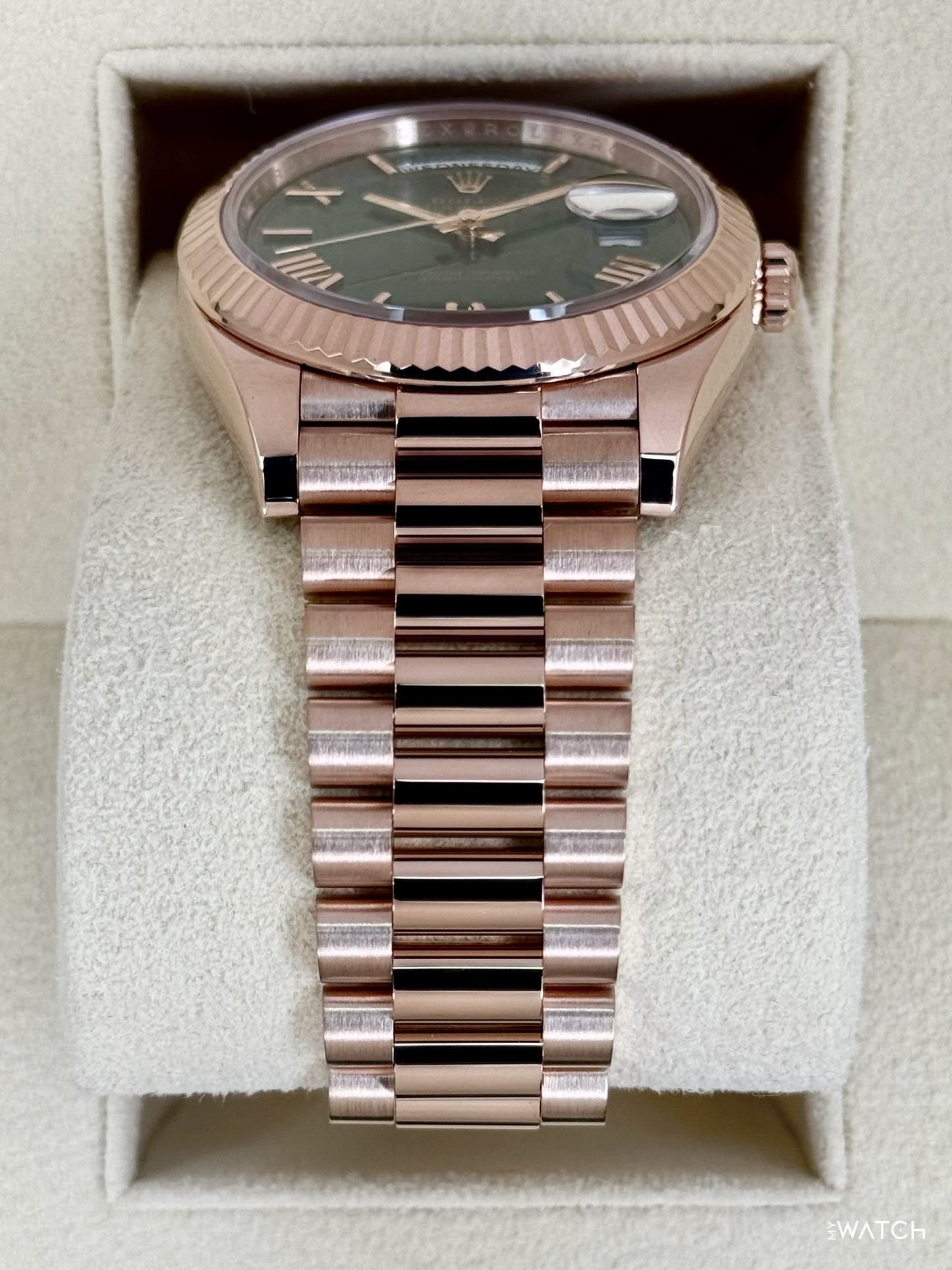 2025 Rolex Day-Date 40mm 228235 Presidential Rose Gold Olive Dial - MyWatchLLC