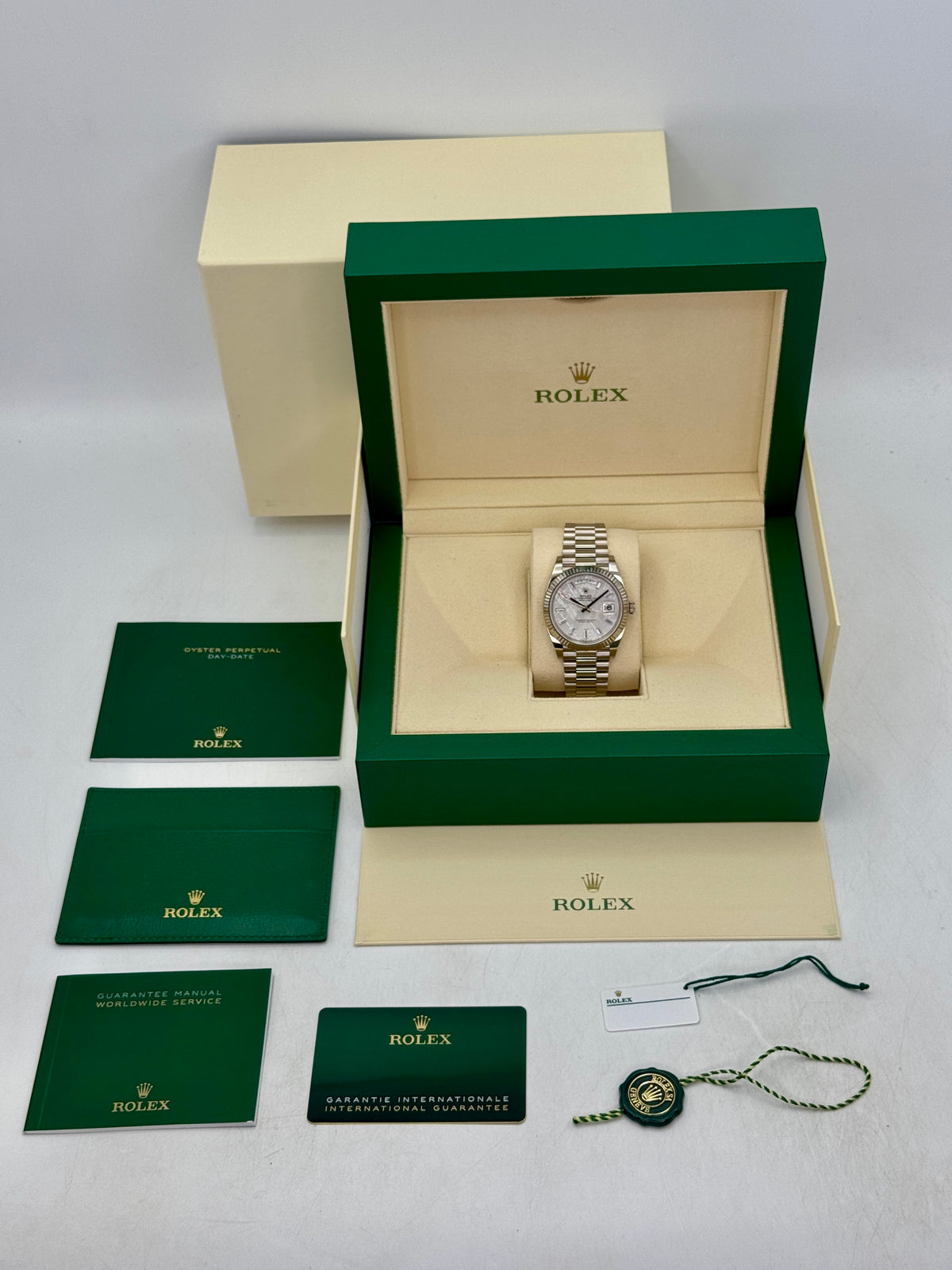 2024 Rolex Day-Date 40mm 228239 White Gold Meteorite Diamond Dial