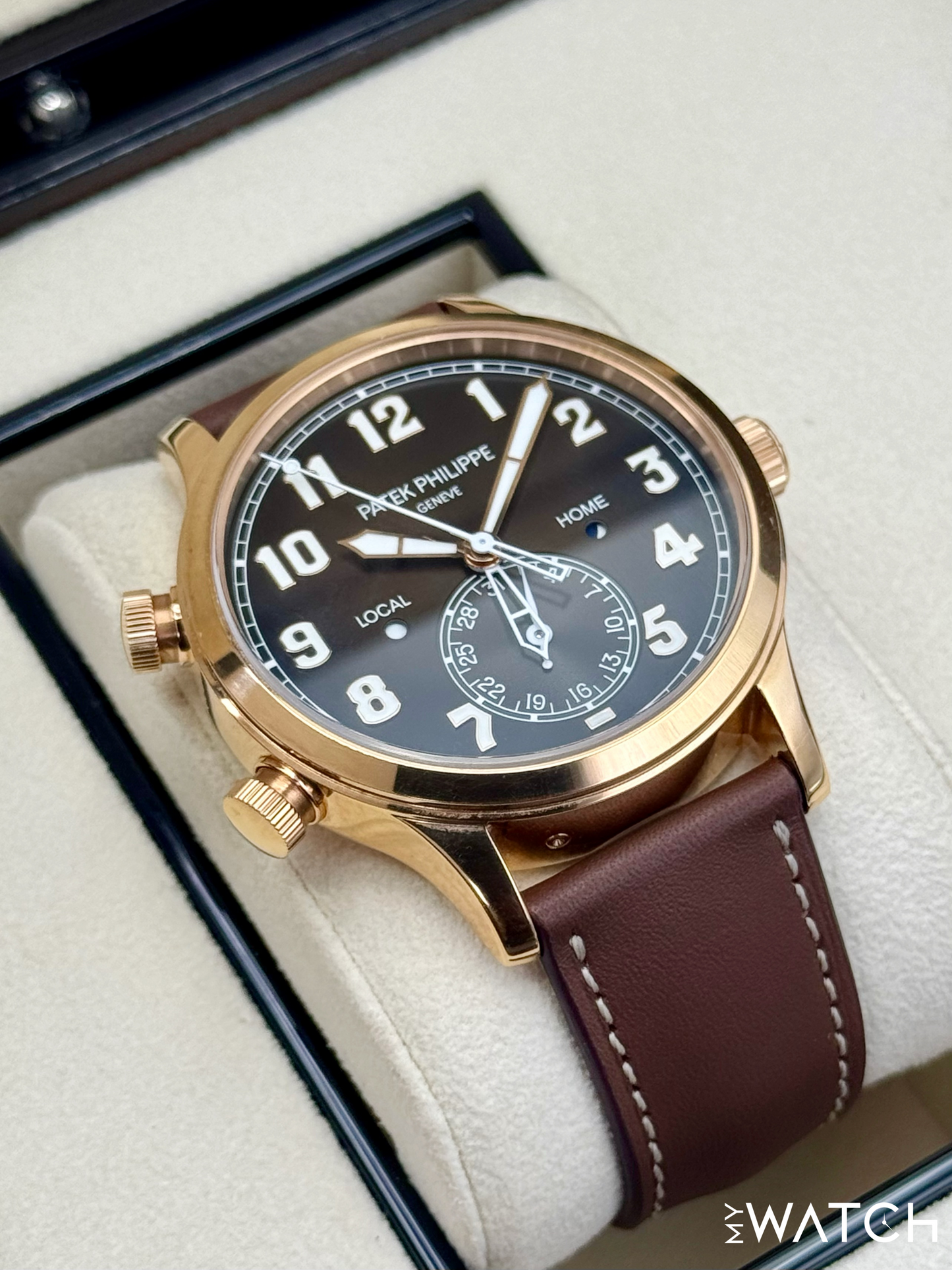 2021 Patek Philippe Calatrava Pilot Time Travel 42mm 5524R Rose Gold Brown Dial