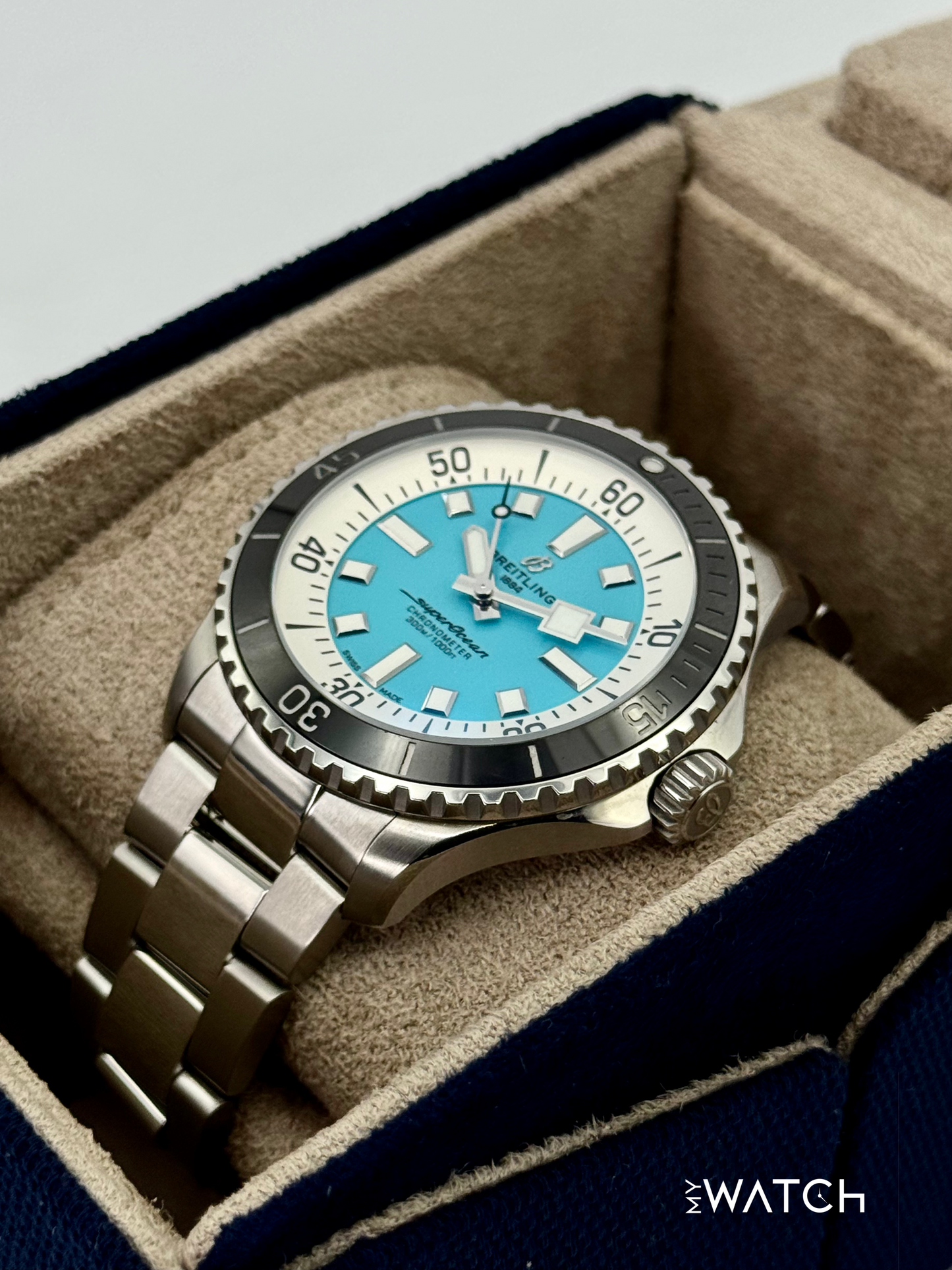 2025 Breitling Superocean Automatic 44mm A17376 Stainless Steel Turquoise Dial