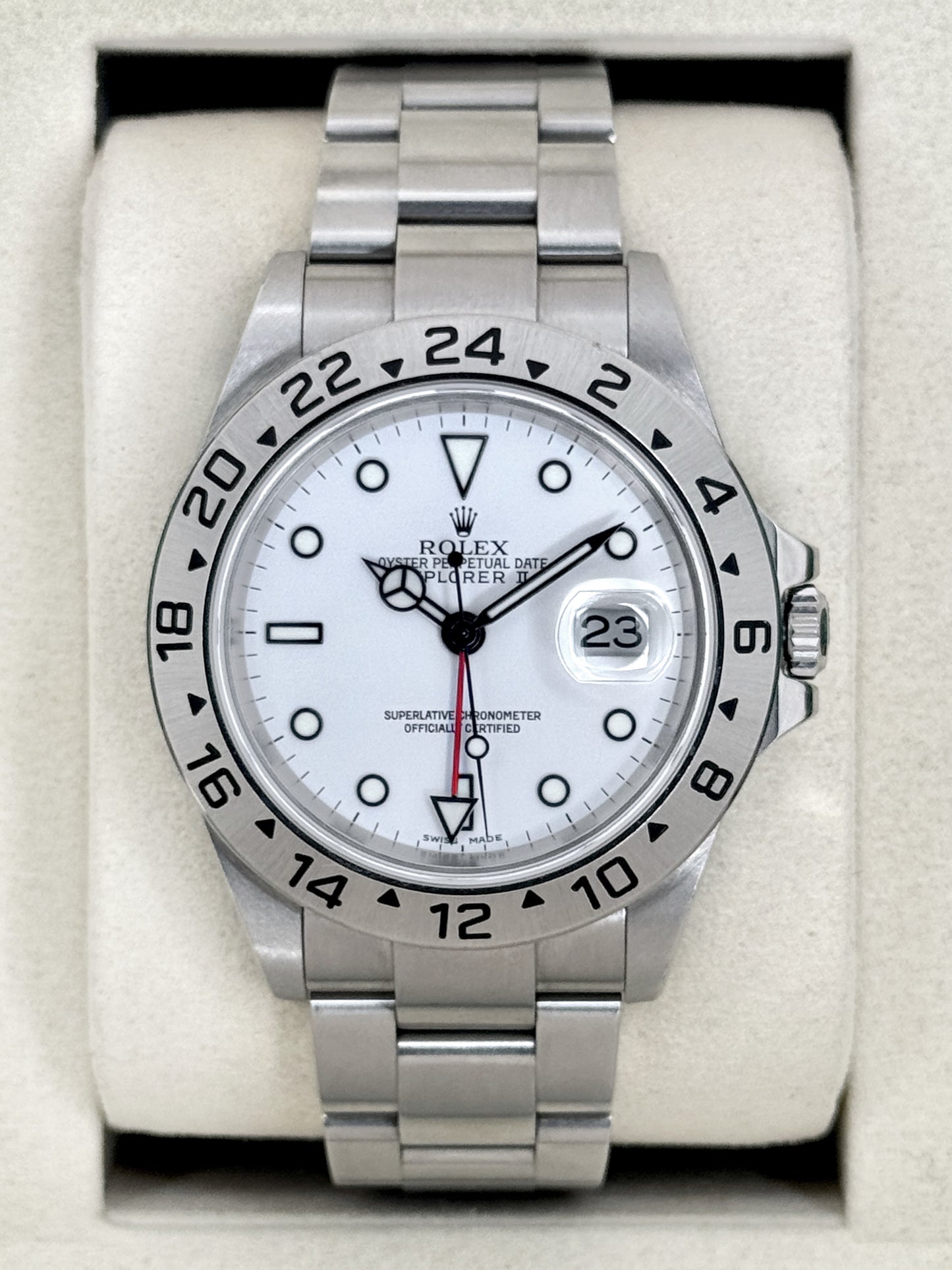 2005 Rolex Explorer II 40mm 16570 Stainless Steel Polar White Dial
