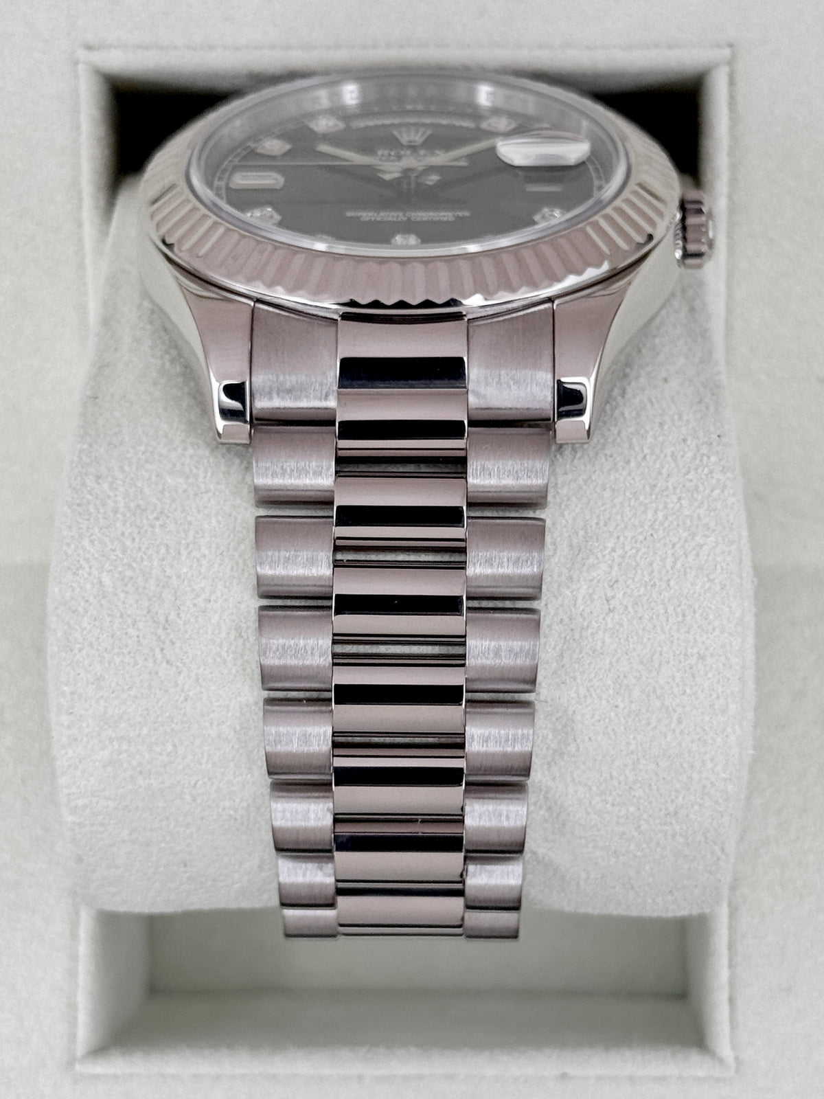 2011 Rolex Day-Date II 41mm 218239 White Gold Presidential Black Diamond Dial (CPO)