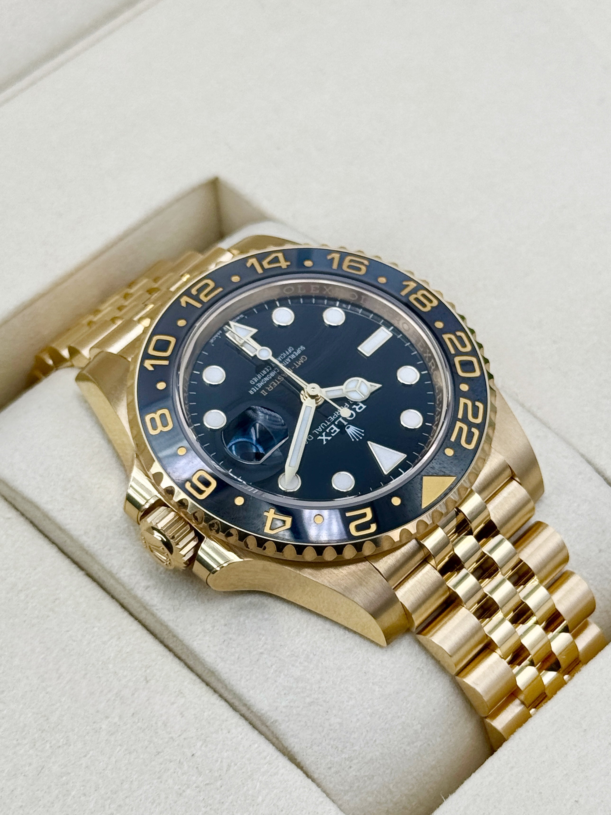 NEW 2025 Rolex GMT-Master II 40mm 126718GRNR Yellow Gold Jubilee Black