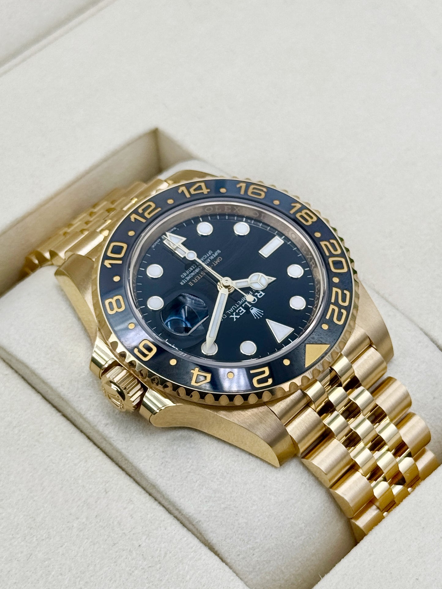 NEW 2025 Rolex GMT-Master II 40mm 126718GRNR Yellow Gold Jubilee Black Dial