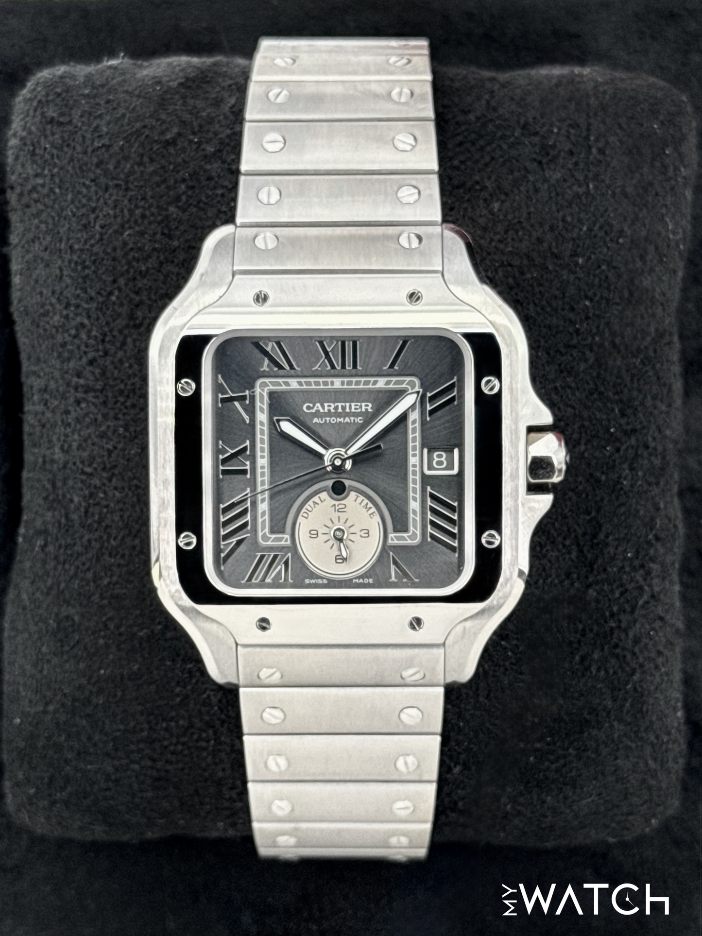 2024 Cartier Santos Dual Time 40.2mm WSSA0076 Stainless Steel Gray Dial