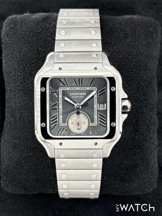 2024 Cartier Santos Dual Time 40.2mm WSSA0076 Stainless Steel Gray Dial