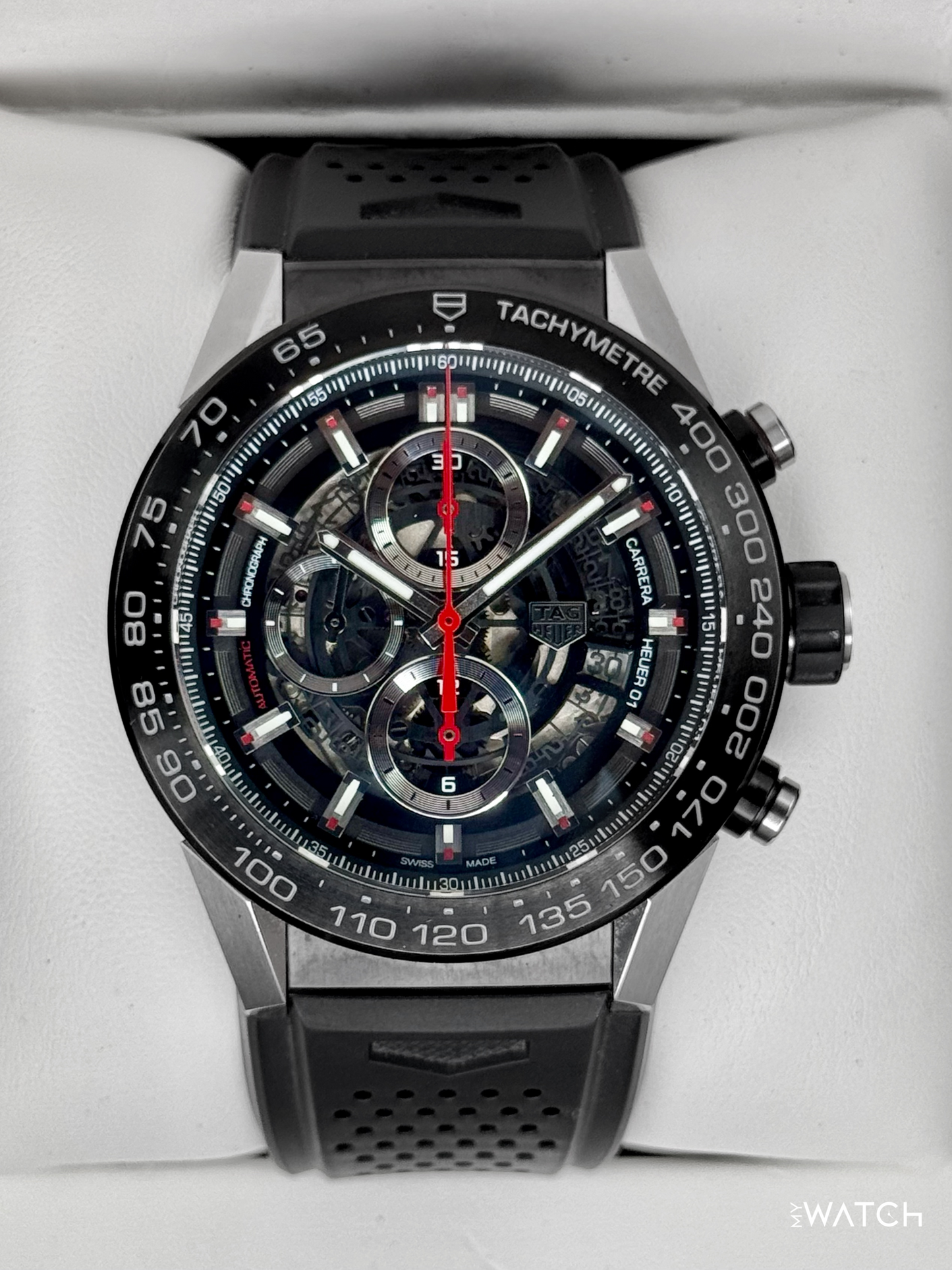 TAG Heuer Calibre Heuer 01 Chronograph 45mm CAR2A1Z Skeletonized Dial - MyWatchLLC
