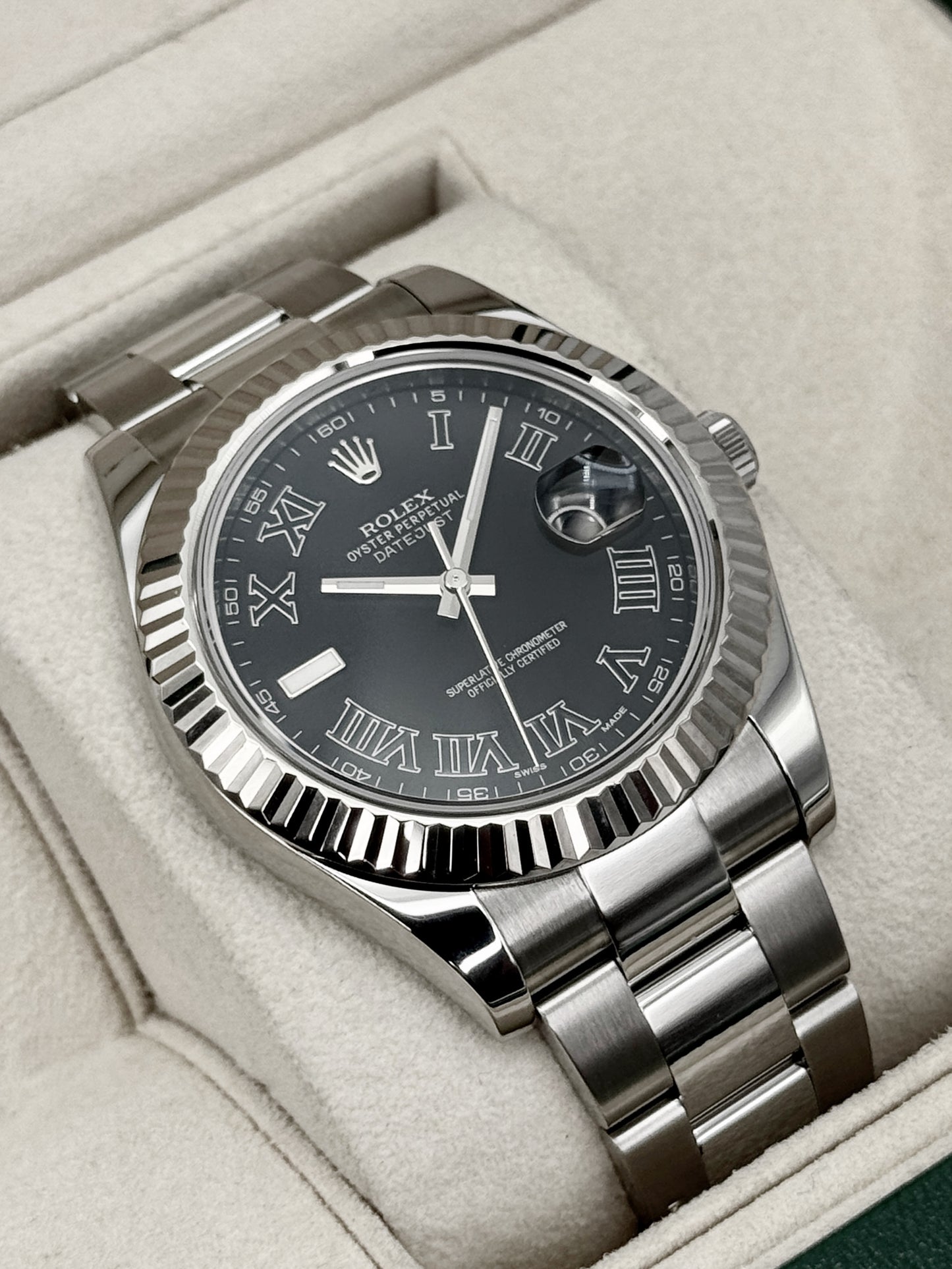 2003 Rolex Datejust II 41mm 116334 Stainless Steel Oyster Black Dial