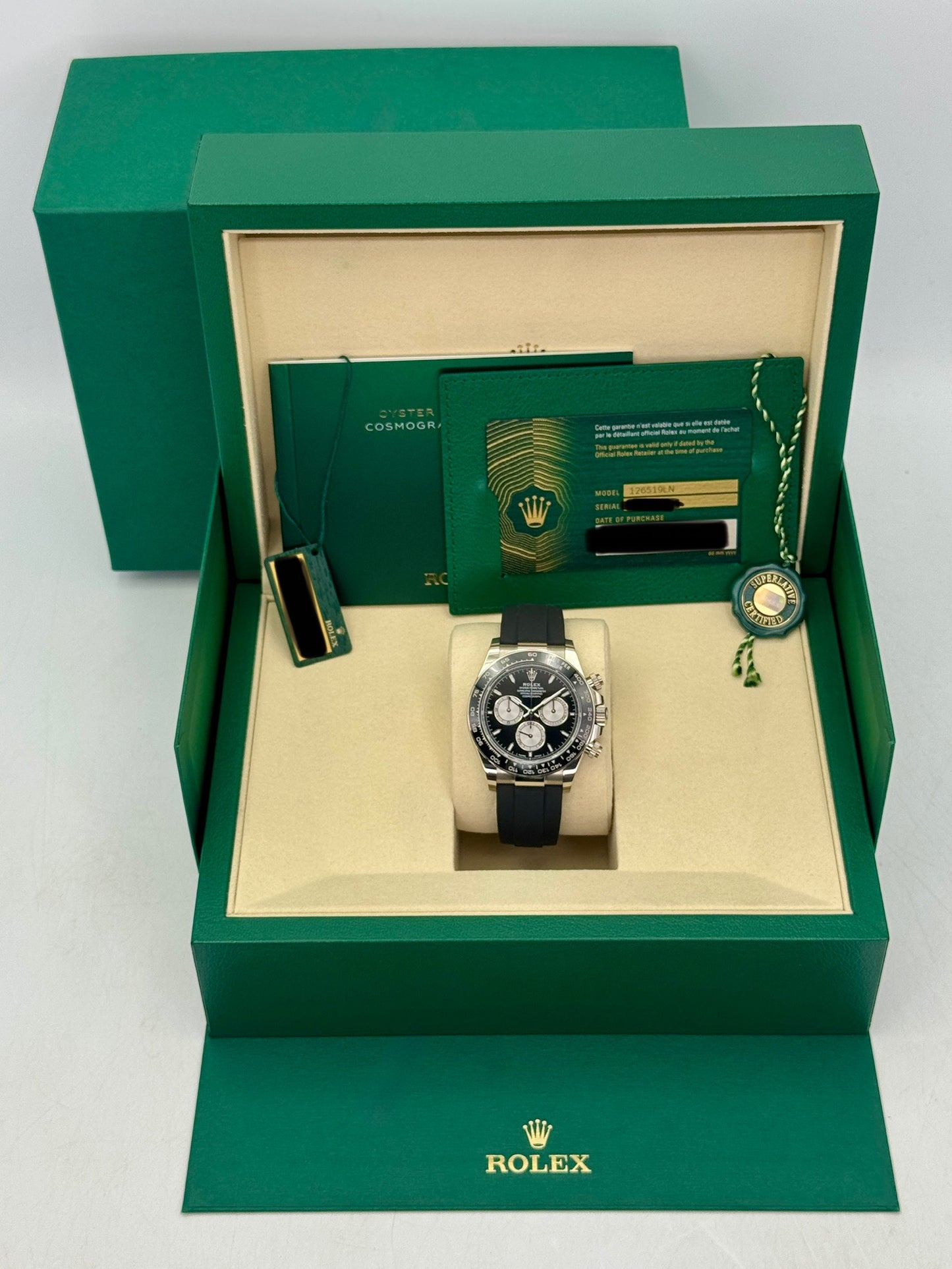 2026 Rolex Daytona Baby Le Mans 40mm 126519LN White Gold Black Dial (NEW STYLE CARD)
