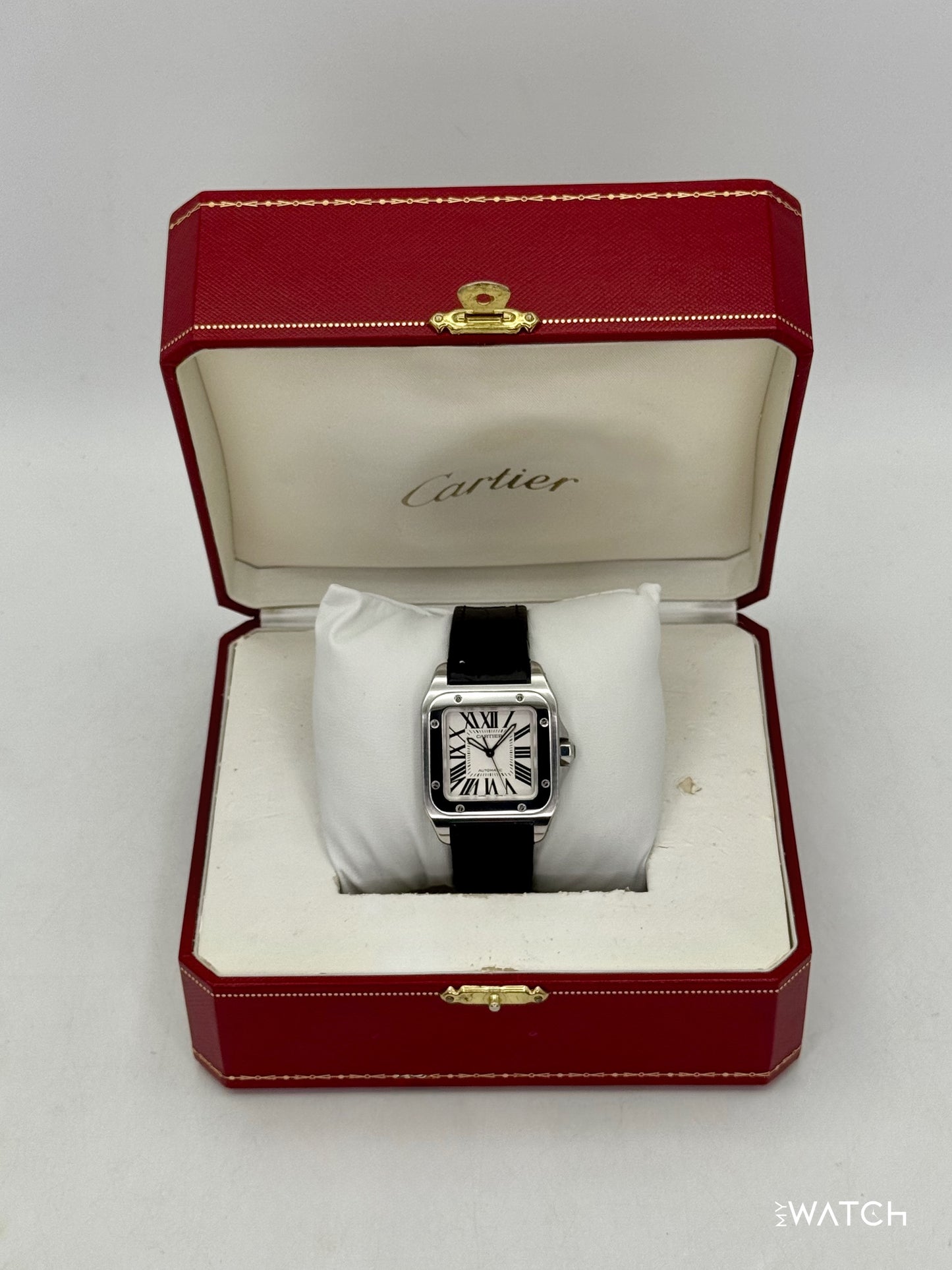 Cartier Santos 100 33mm 2878 Stainless Steel White Dial - MyWatchLLC