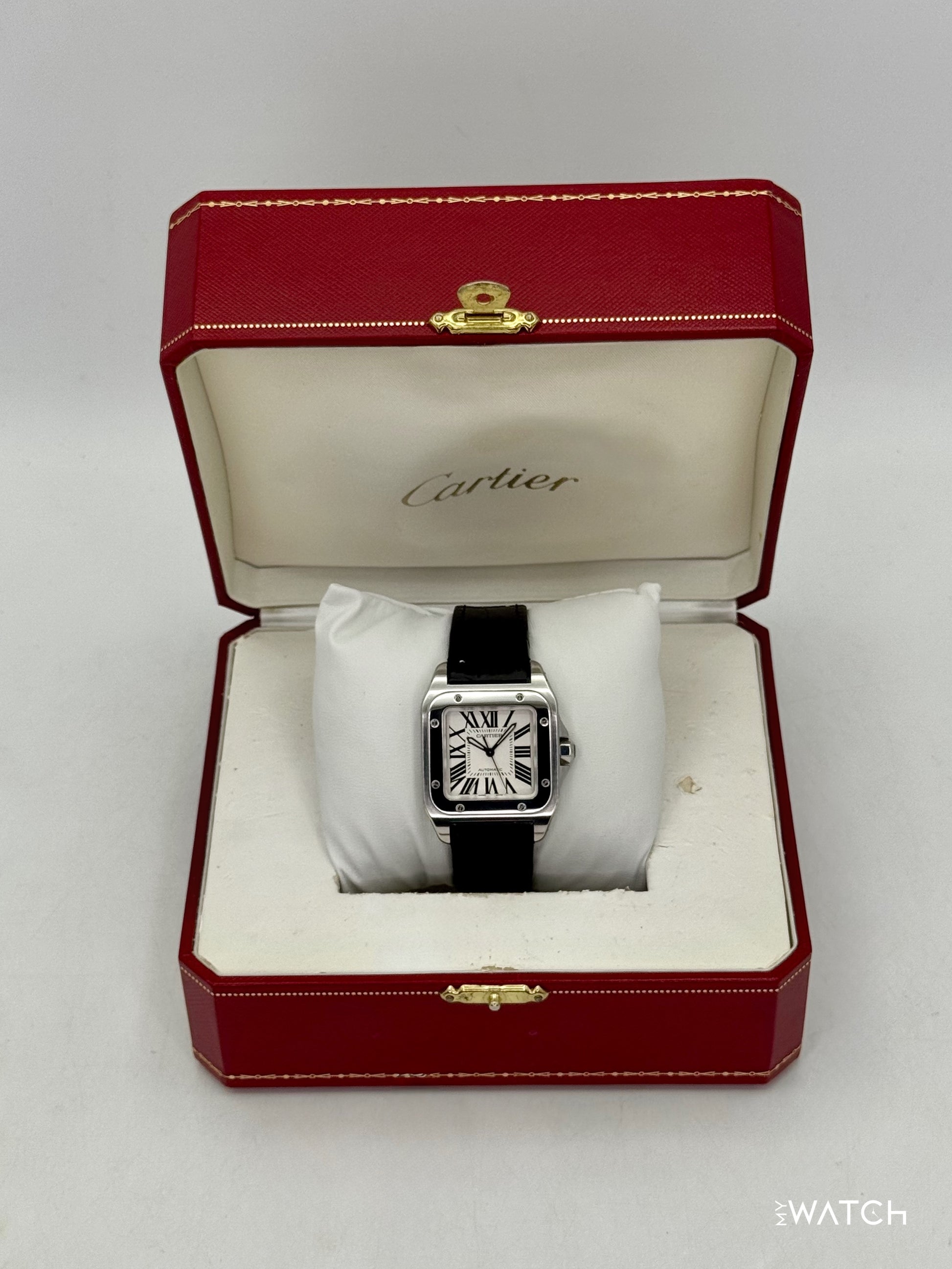 Cartier Santos 100 33mm 2878 Stainless Steel White Dial - MyWatchLLC