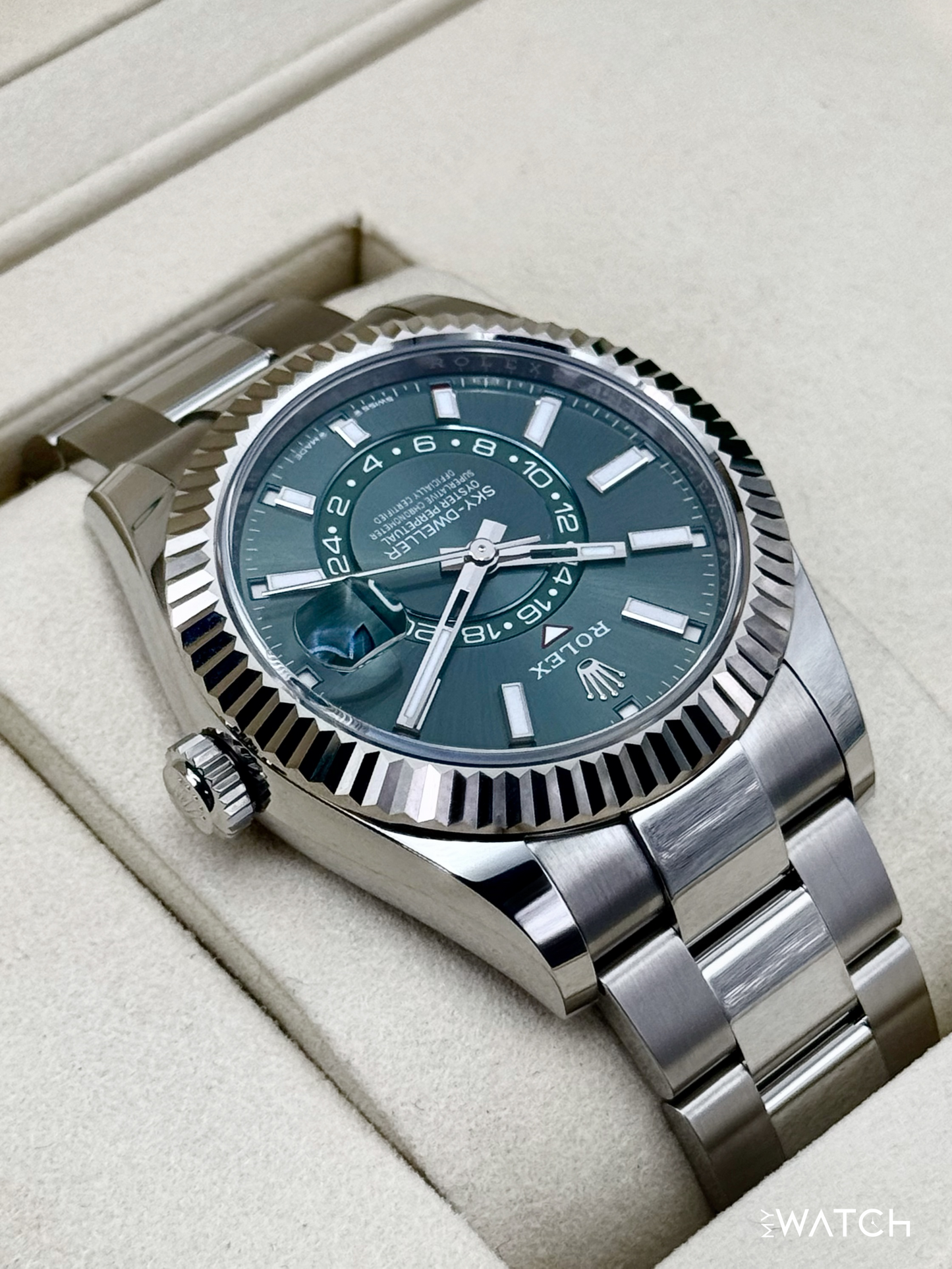 NEW 2025 Rolex Sky-Dweller 42mm 336934 Oyster Green Dial - MyWatchLLC
