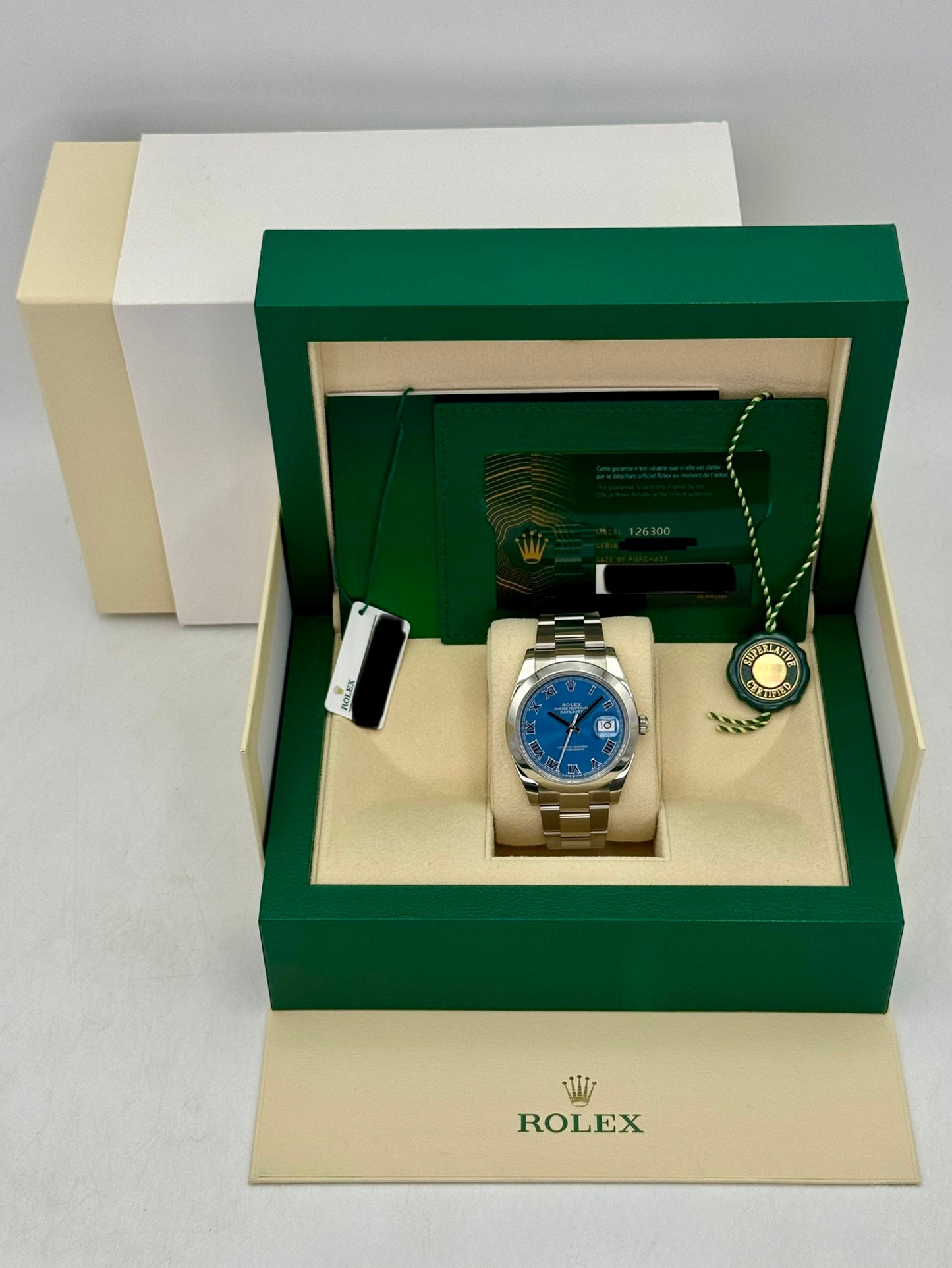 2023 Rolex Datejust 41mm 126300 Stainless Steel Oyster Blue Roman Numeral Dial