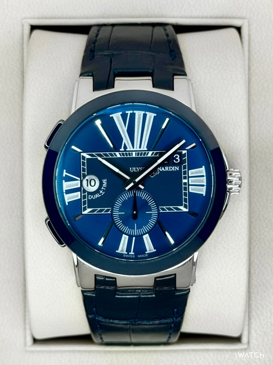 2013 Ulysse Nardin Executive Dual Time 43mm 243-00 Stainless Steel Blue Dial - MyWatchLLC