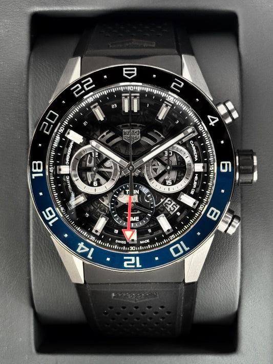 2021 TAG Heuer Calibre Heuer 02 Chronograph 45mm CAR2A1Z Skeletonized Dial