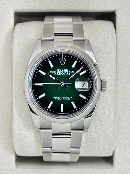 2026 Rolex Datejust 36mm 126200 Stainless Steel Oyster Green Ombre Dial