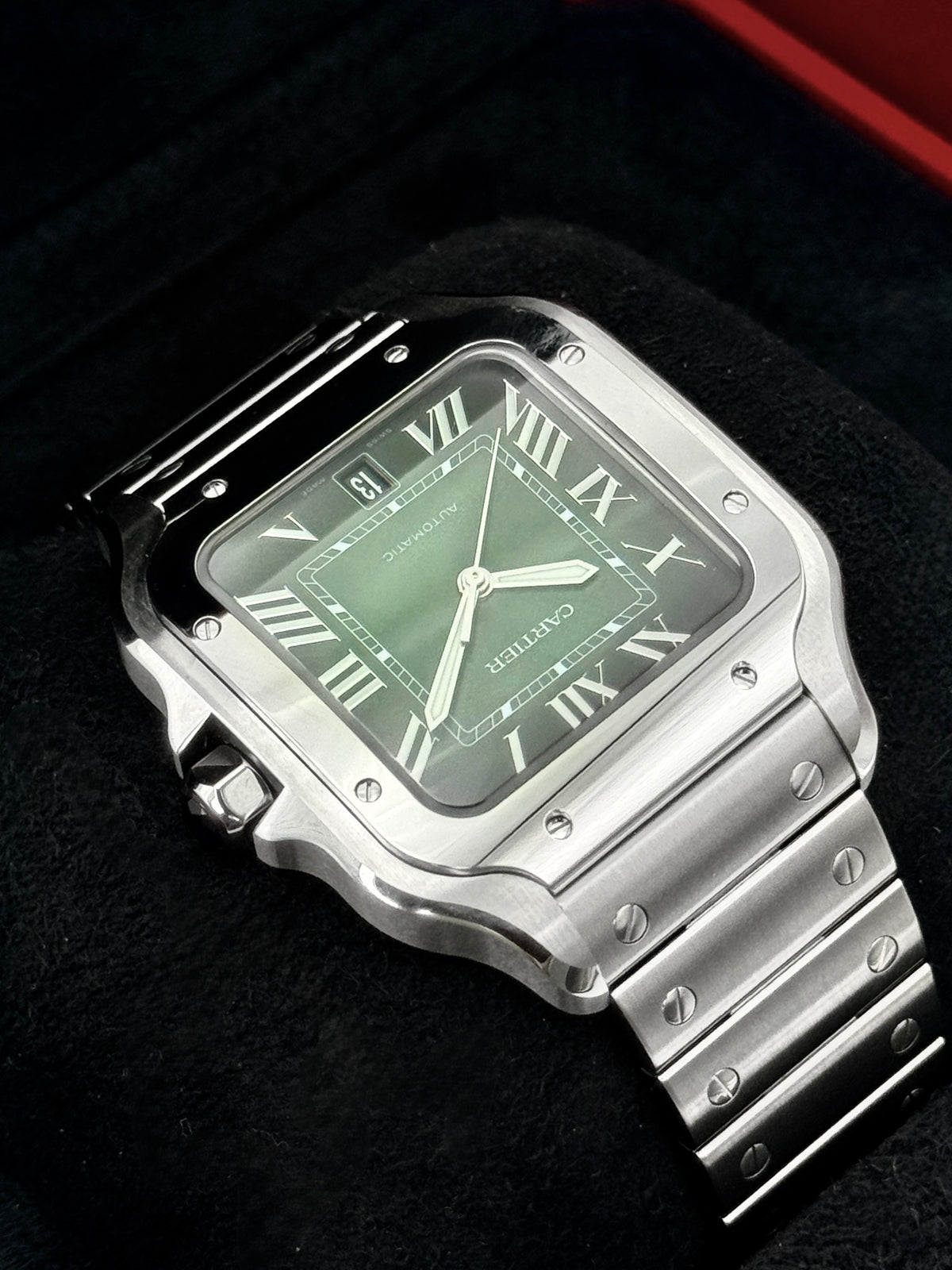 NEW 2026 Cartier Santos De Cartier 39mm WSSA0062 Stainless Steel Green Dial